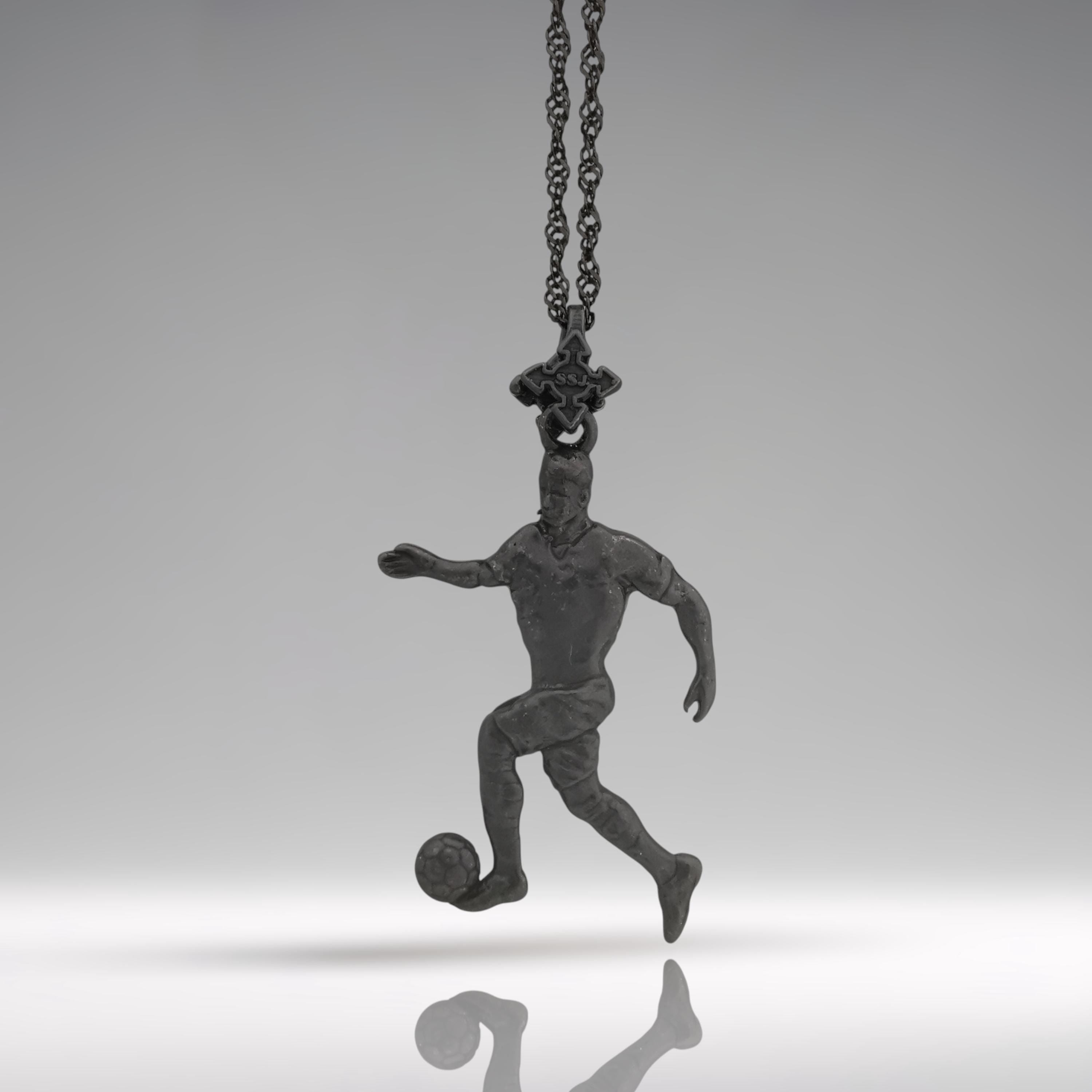 Football (Soccer) Pendant for Men – Oxidized Black 925 Silver Jewelry Gift – Handcrafted Sports Charm for Players, Coaches & Fans – Necklace