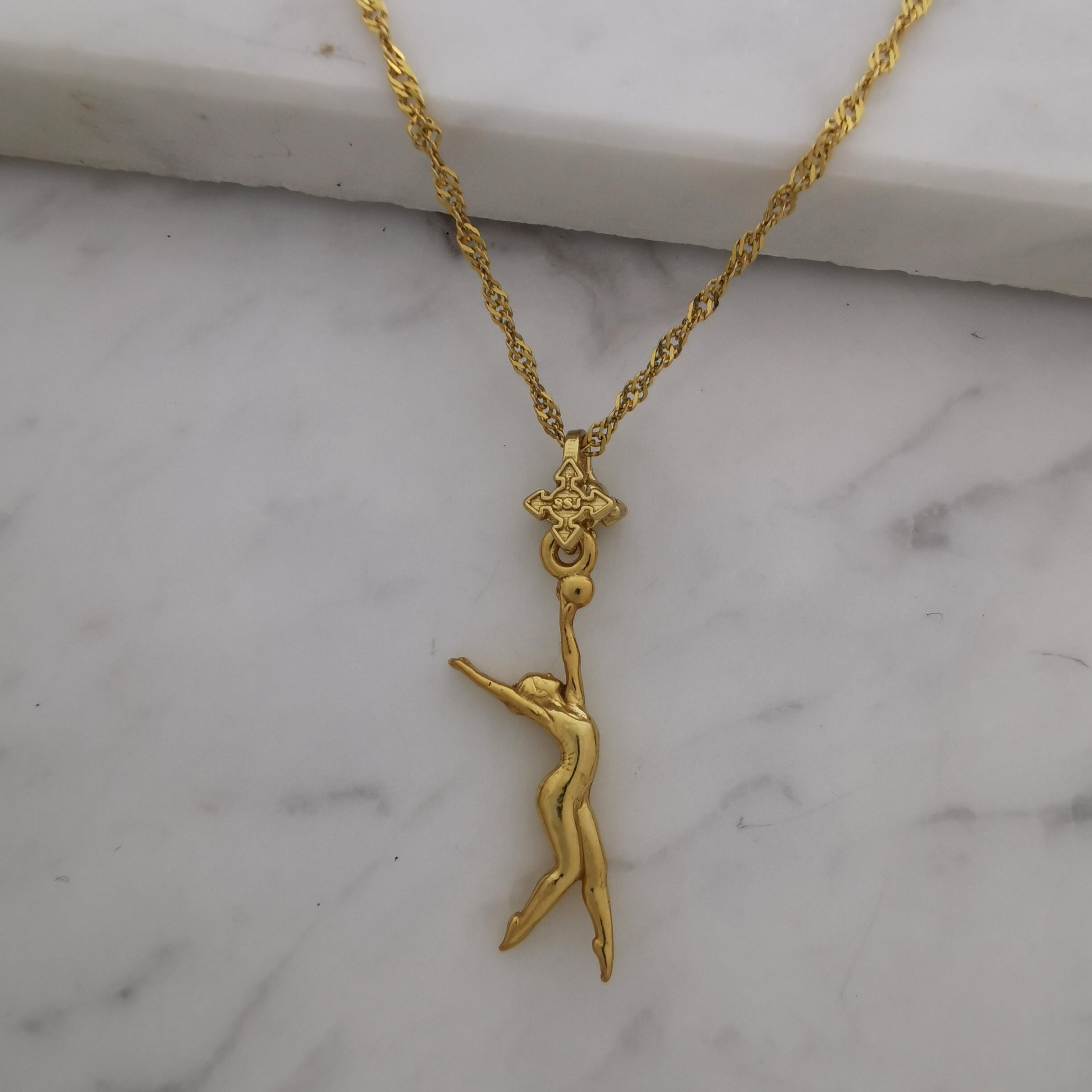 Rhythmic Gymnastics Jewelry Pendant for Women – Gold-Plated 925 Silver Gift – Ball Routine Sport Charm – Necklace