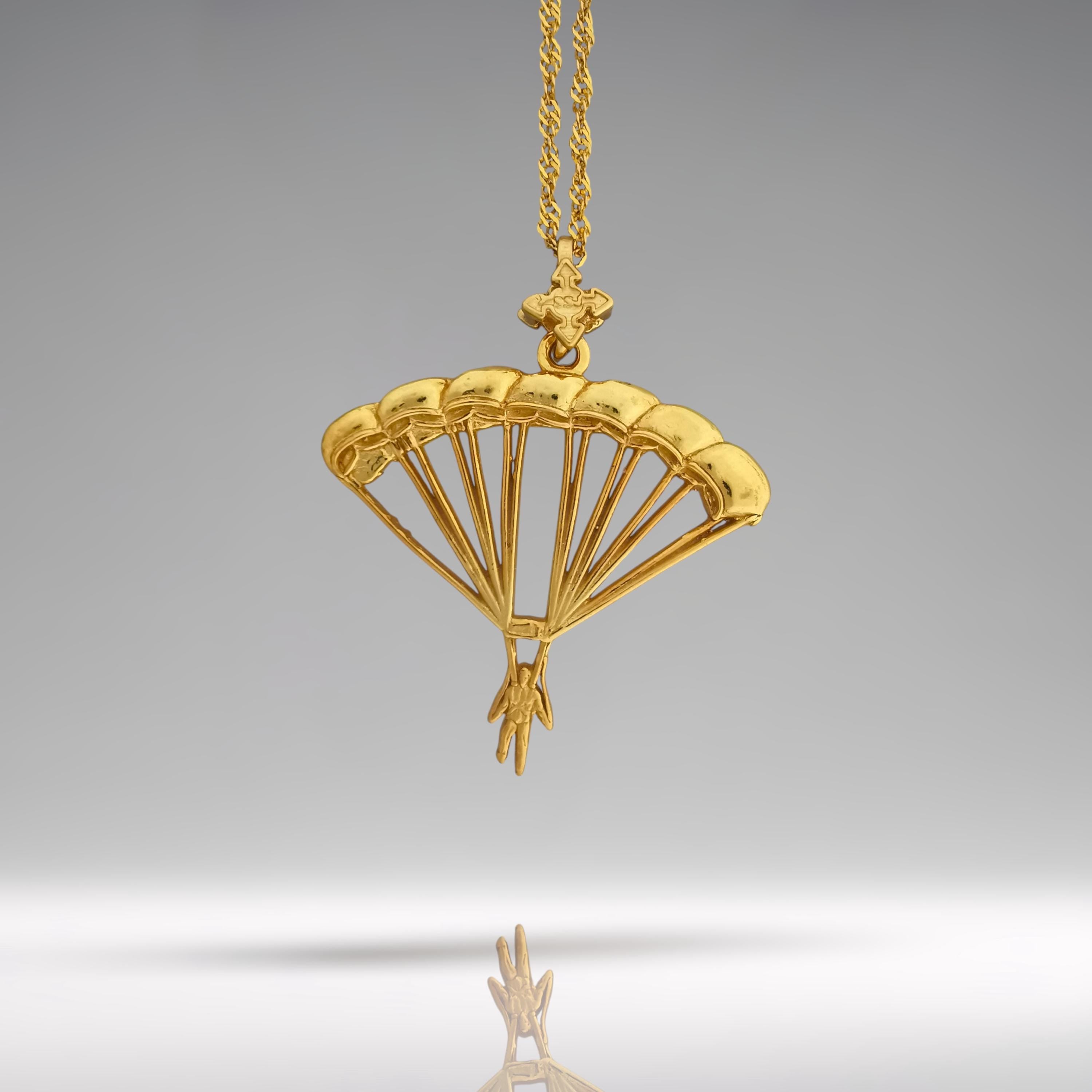 Skydiving Pendant for Men and Women – Gold-Plated 925 Silver Jewelry Gift – Handcrafted Sports Charm for Extreme Movement – Necklace