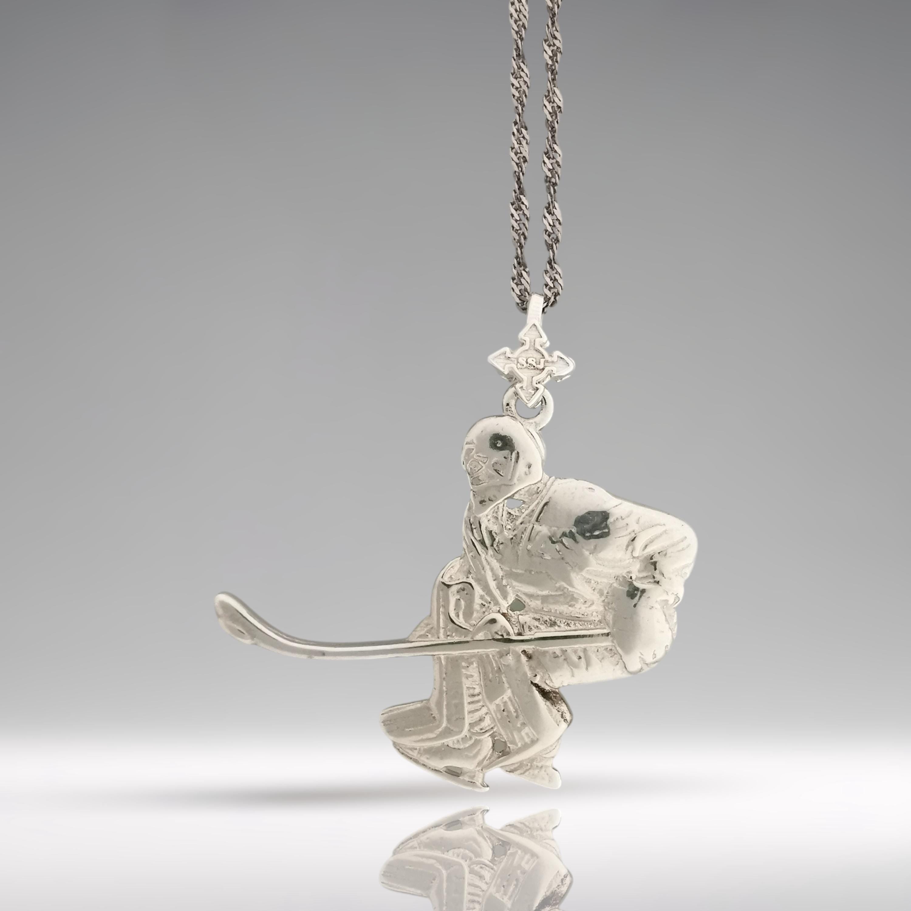 Ice Hockey Jewelry Pendant for Men – Classic Silver 925 Gift – Goalie Charm for Athletes and Hockey Fans – Sports Necklace