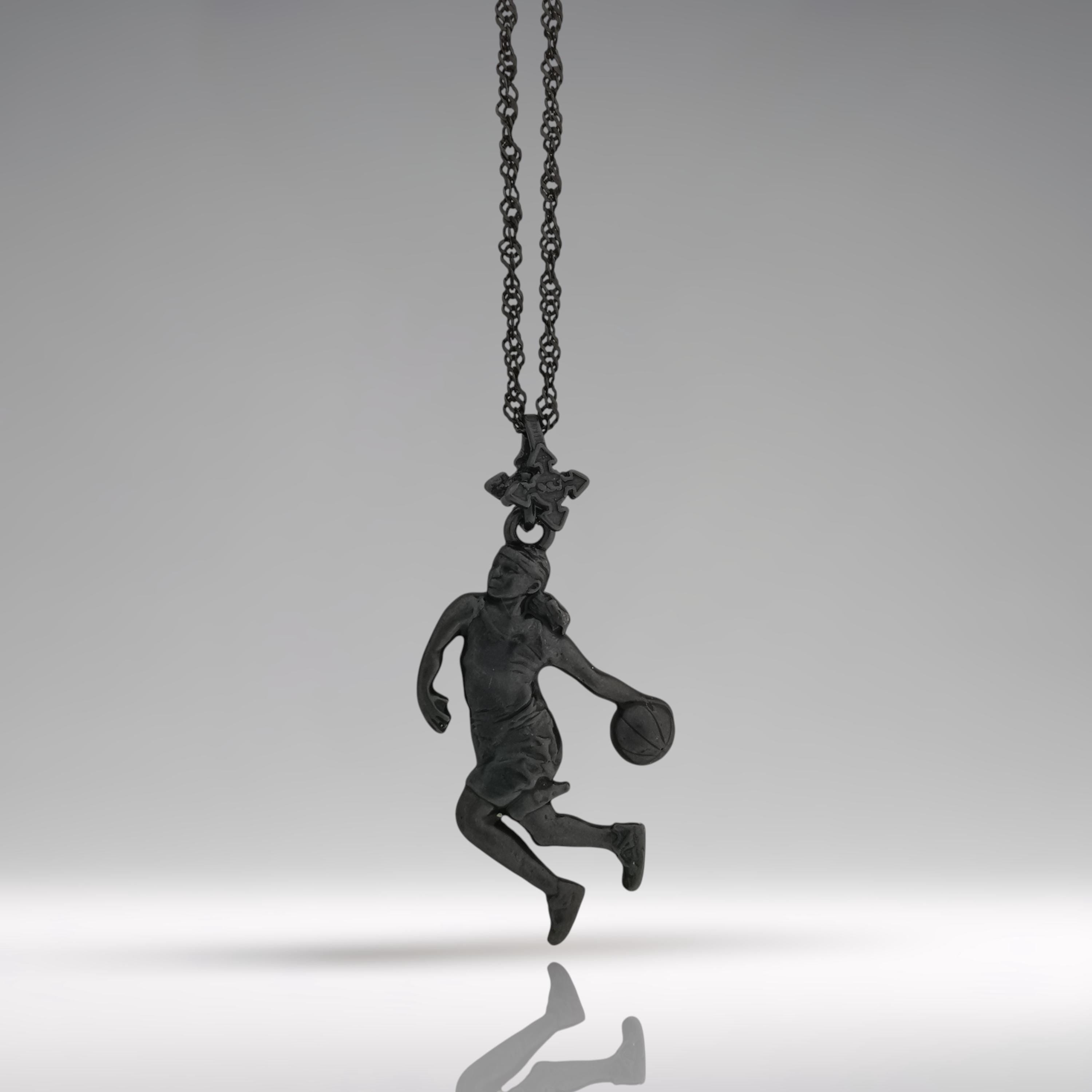 Basketball Pendant for Women and Girls, Oxidized Black 925 Silver Jewelry Gift Handcrafted Sports Charm for Players, Coaches & Fans Necklace