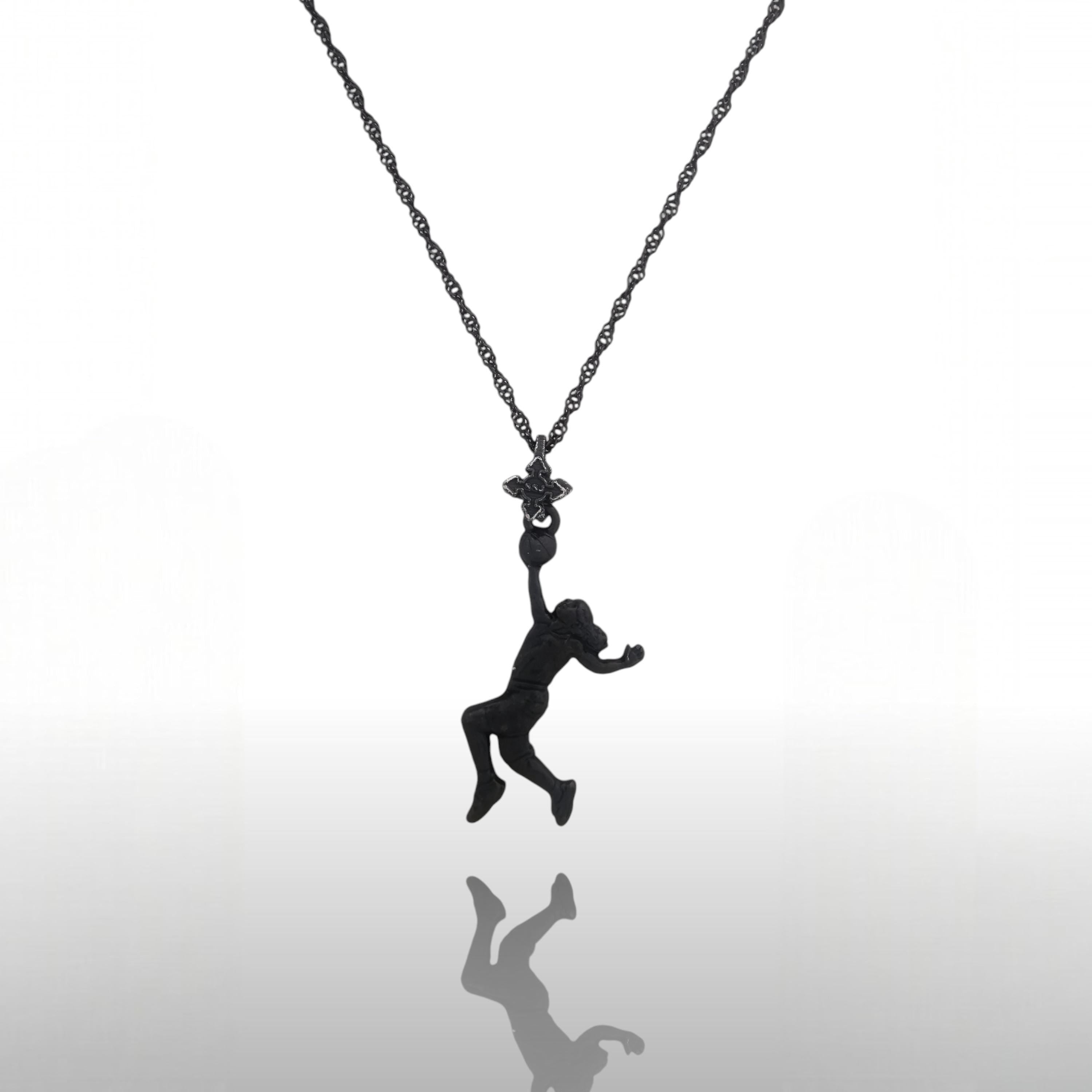 Basketball Jewelry Pendant for Women – Oxidized Black 925 Silver Gift – Bold Sports Accessory for Girls and Players – Necklace