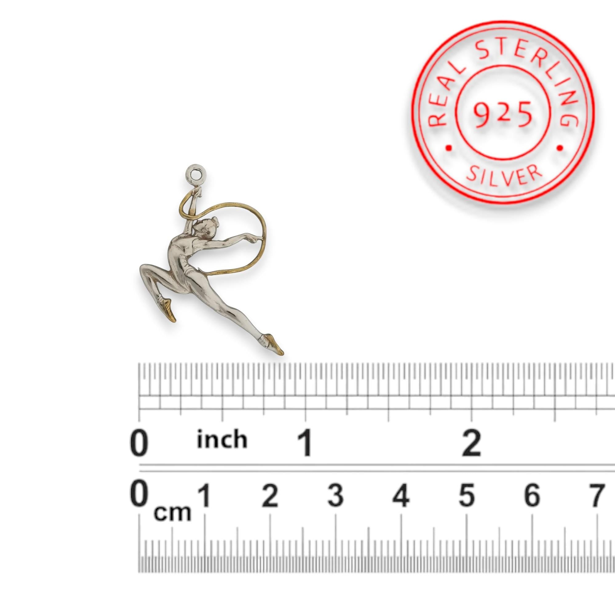 Rhythmic Gymnastics Jewelry Pendant for Girls – 925 Silver with Partial Gold Plating Gift – Sports Accessory for Artistic Movement Lovers – Necklace