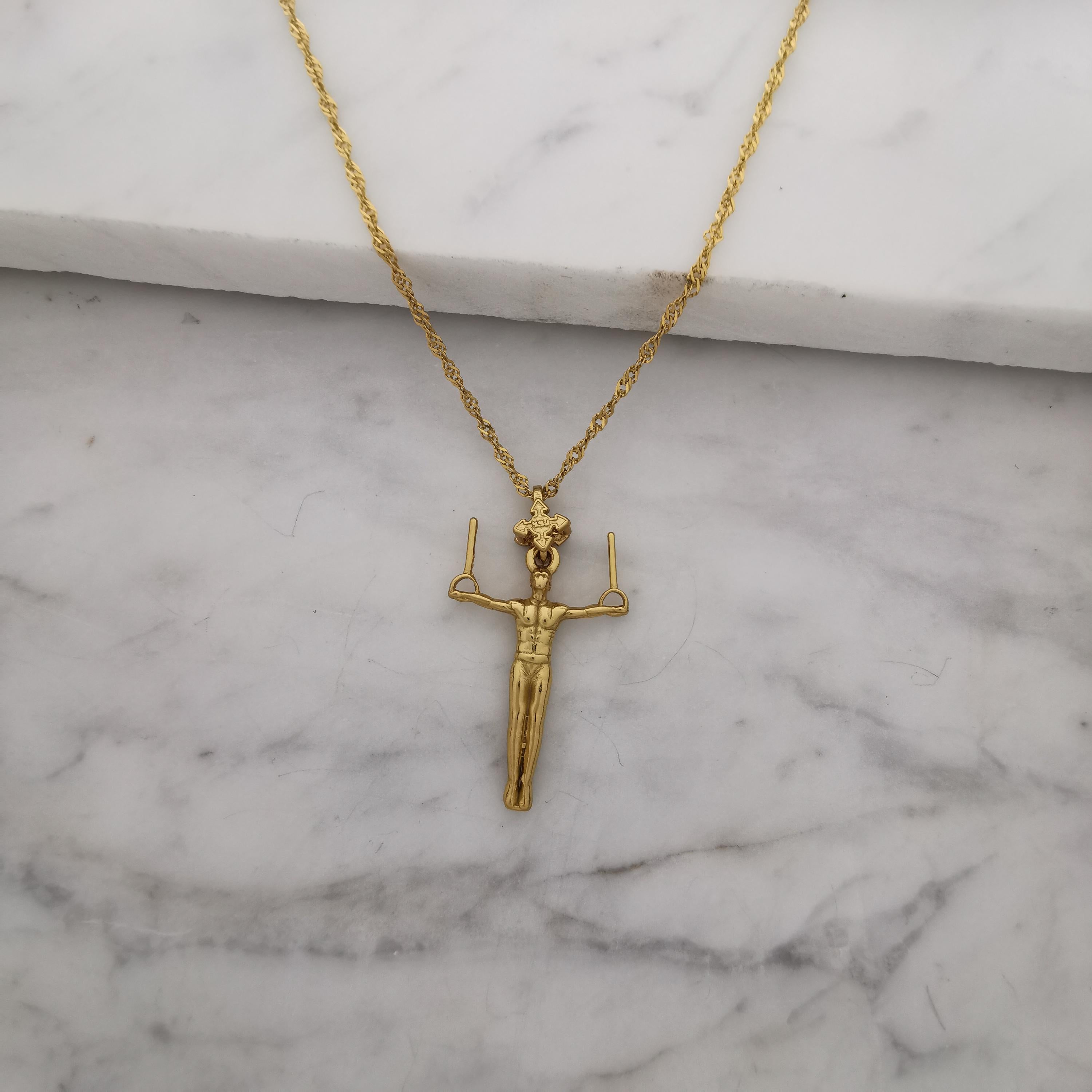 Gift for Gymnast – Gold-Plated Artistic Gymnastics Pendant for Men – 925 Silver Sport Charm for Strength and Balance – Necklace