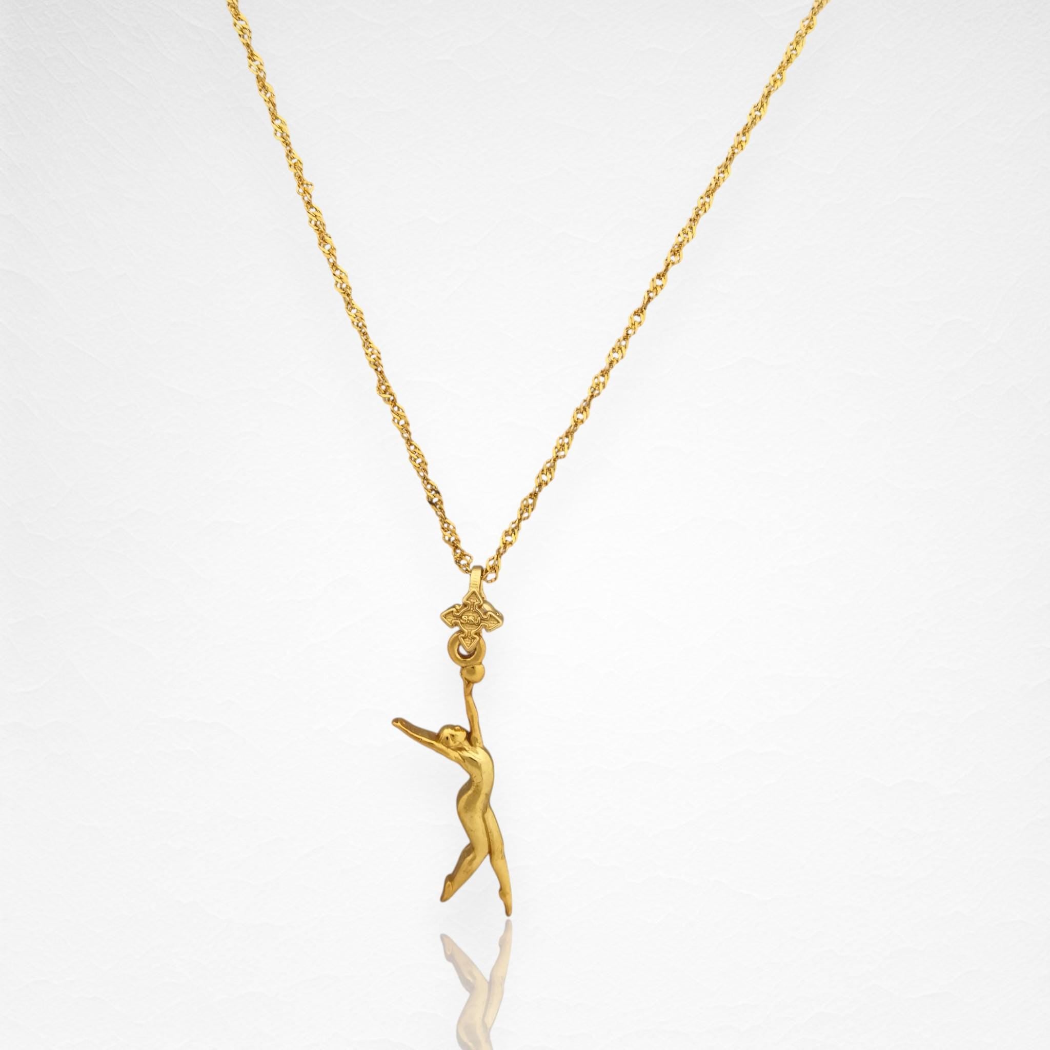 Rhythmic Gymnastics Jewelry Pendant for Women – Gold-Plated 925 Silver Gift – Ball Routine Sport Charm – Necklace