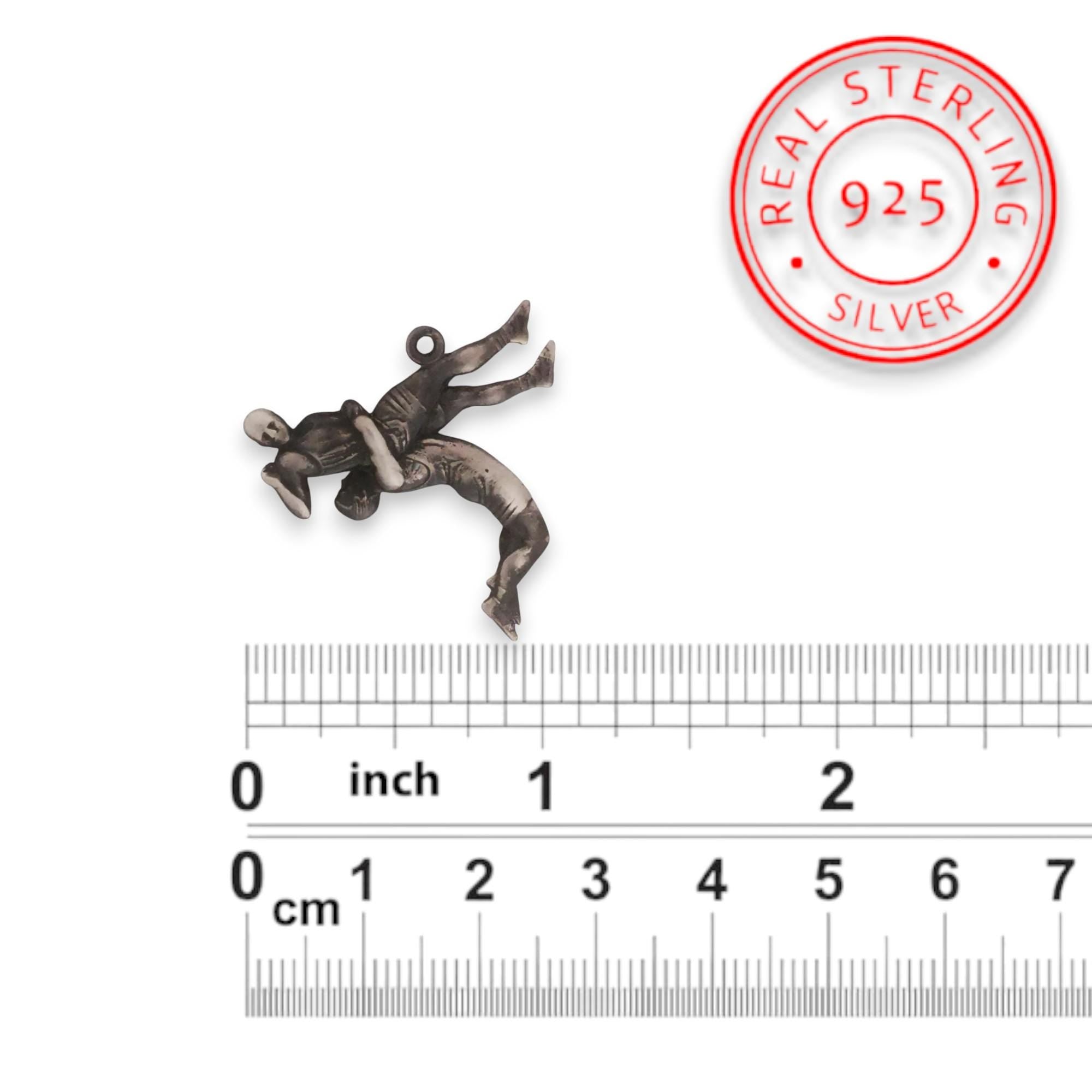 Wrestling Jewelry Pendant for Men, Vintage Style 925 Silver Gift, Classic Grappling Accessory for Wrestlers and Combat Sport Fans – Necklace