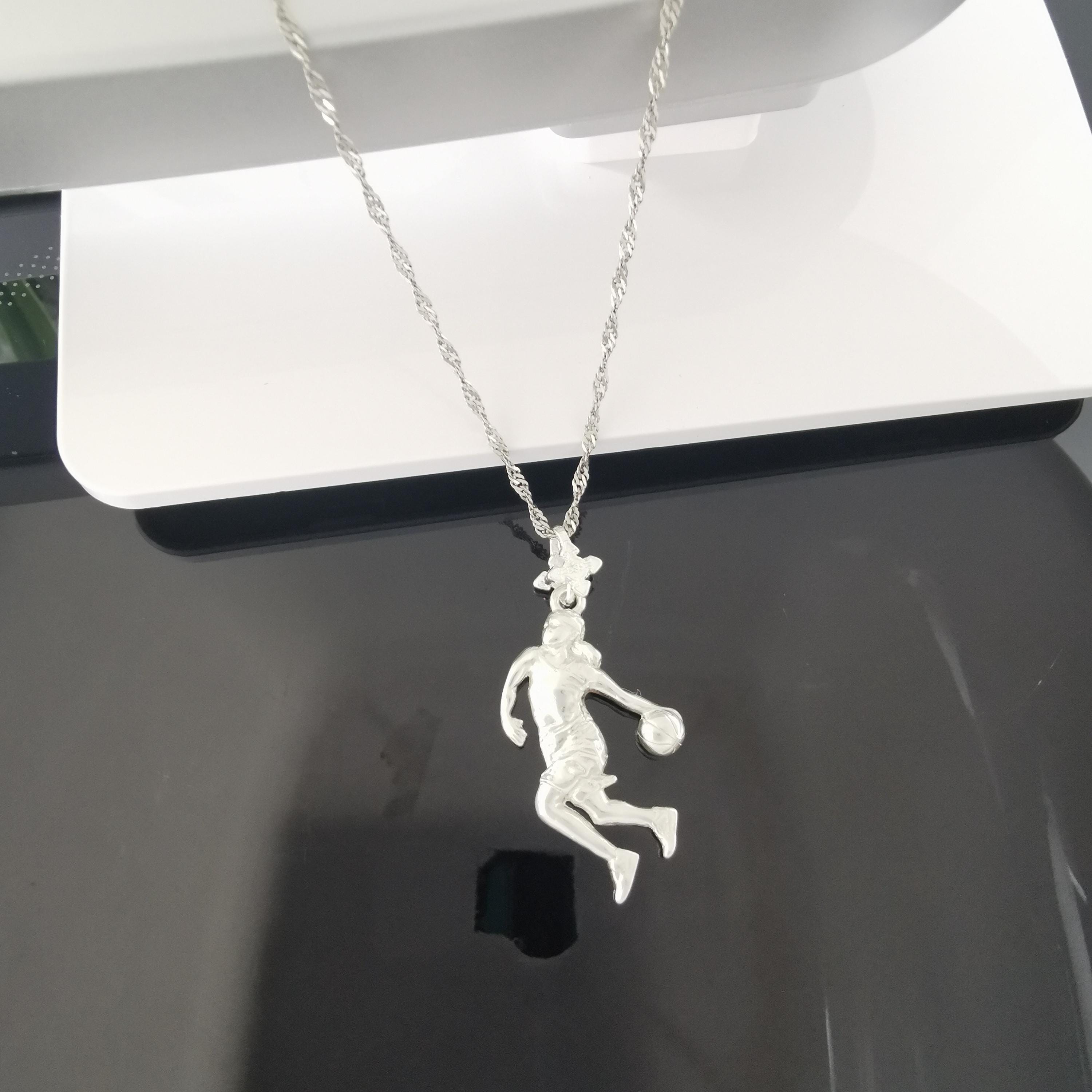 Basketball Pendant for Women and Girls – Classic Silver 925 Jewelry Gift – Handcrafted Sports Charm for Players, Coaches & Fans – Necklace