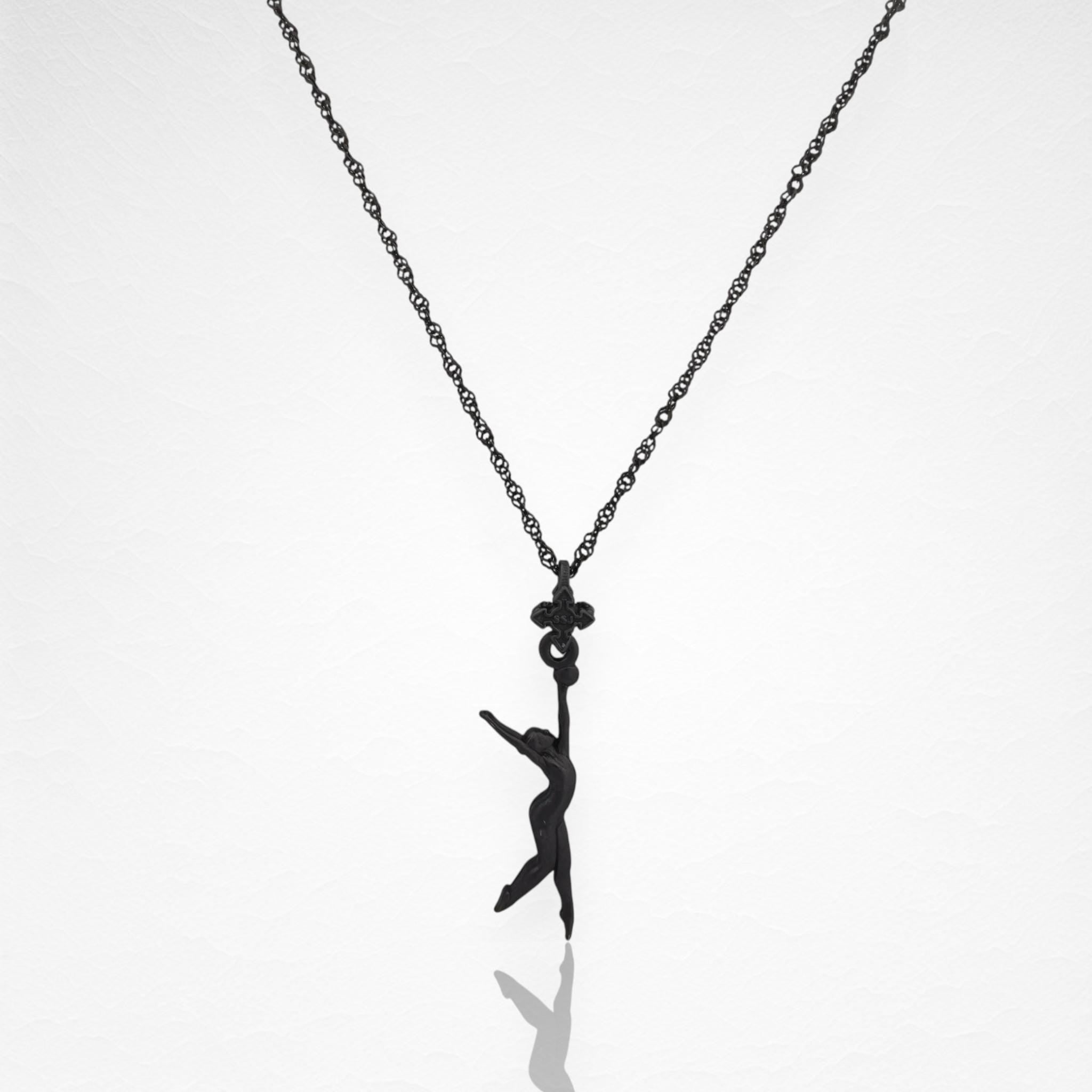 Rhythmic Gymnastics Jewelry Pendant for Women – Oxidized Black 925 Silver Gift – Ball Routine Charm for Dancers & Athletes – Necklace