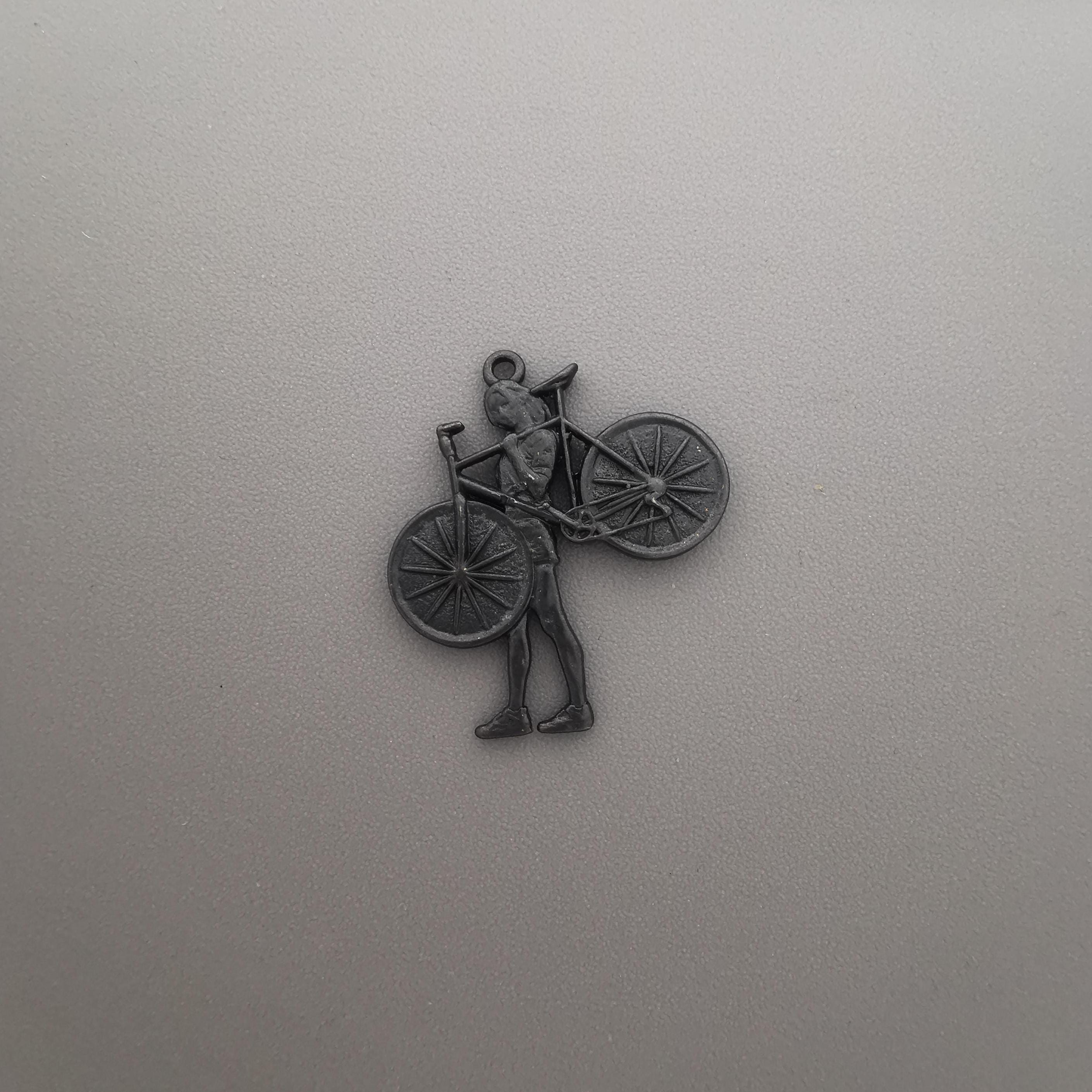 Cycling Jewelry Pendant for Women – Oxidized Black 925 Silver Gift – Sports Accessory for Cyclists and Riders by SSJ – Necklace