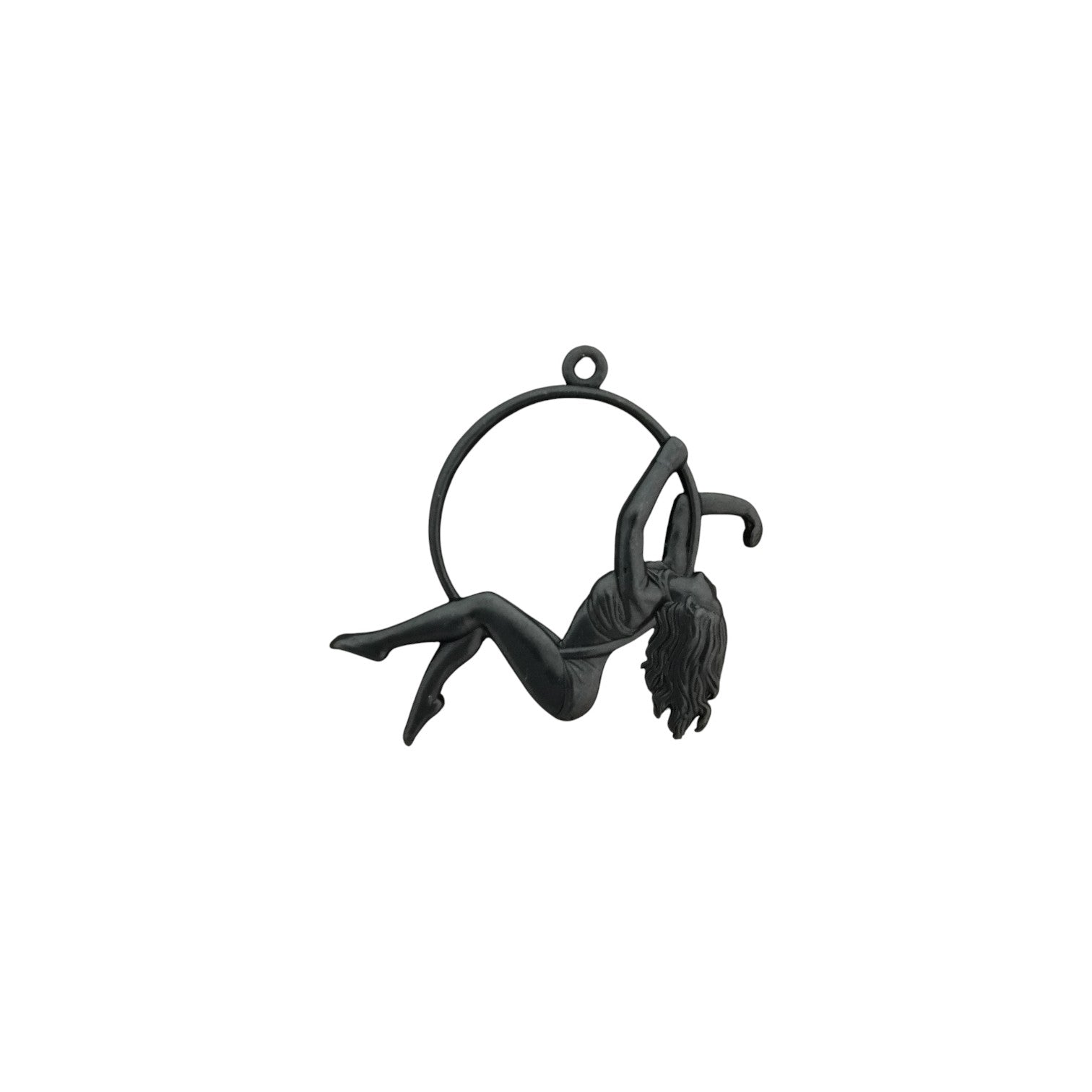Aerial Hoop Jewelry Pendant for Women – Oxidized Black 925 Silver Gift – Artistic Sports Accessory for Aerialists and Dancers – Necklace