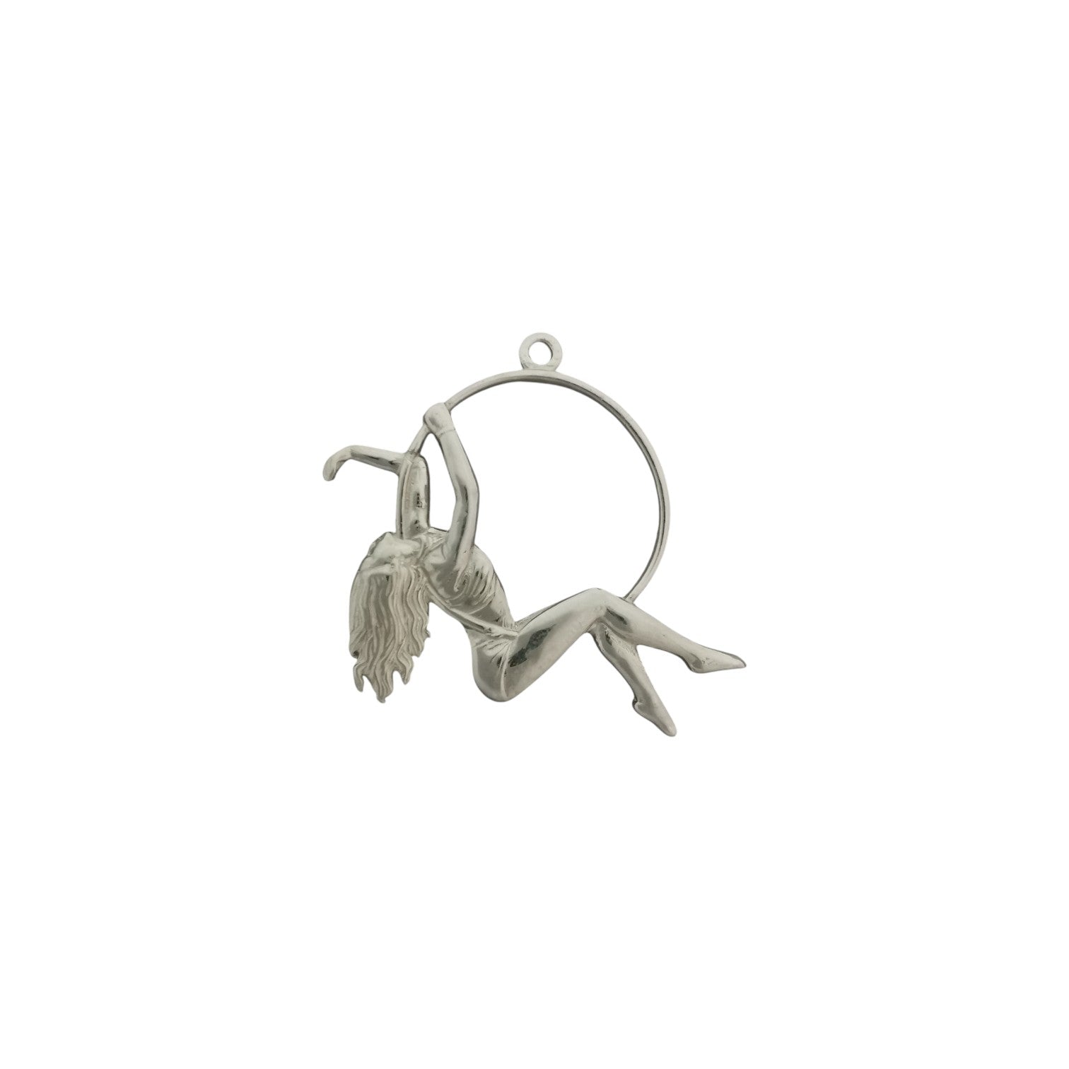 Aerial Hoop Jewelry Pendant for Women – Oxidized Black 925 Silver Gift – Artistic Sports Accessory for Aerialists and Dancers – Necklace