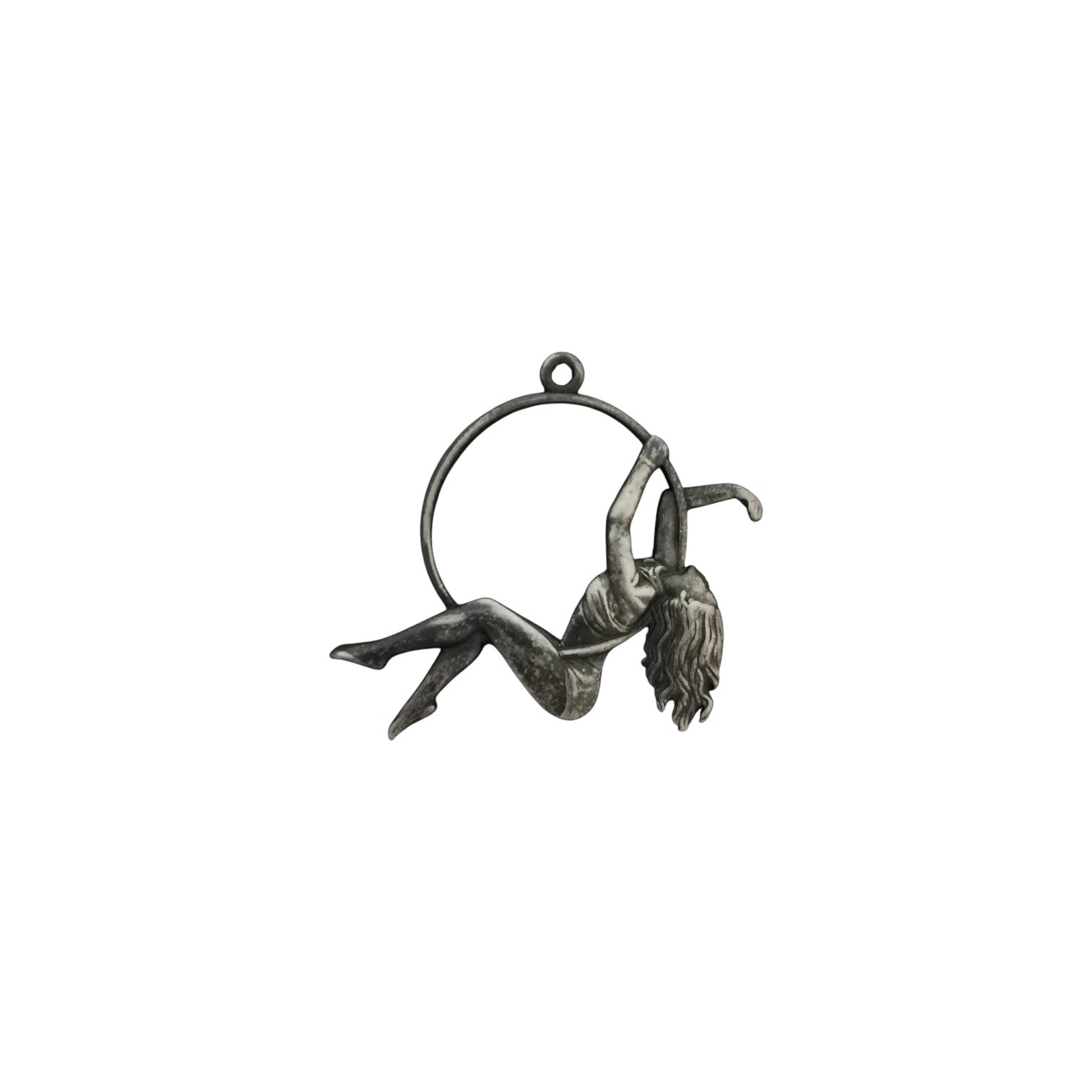 Aerial Hoop Jewelry Pendant for Women – Oxidized Black 925 Silver Gift – Artistic Sports Accessory for Aerialists and Dancers – Necklace