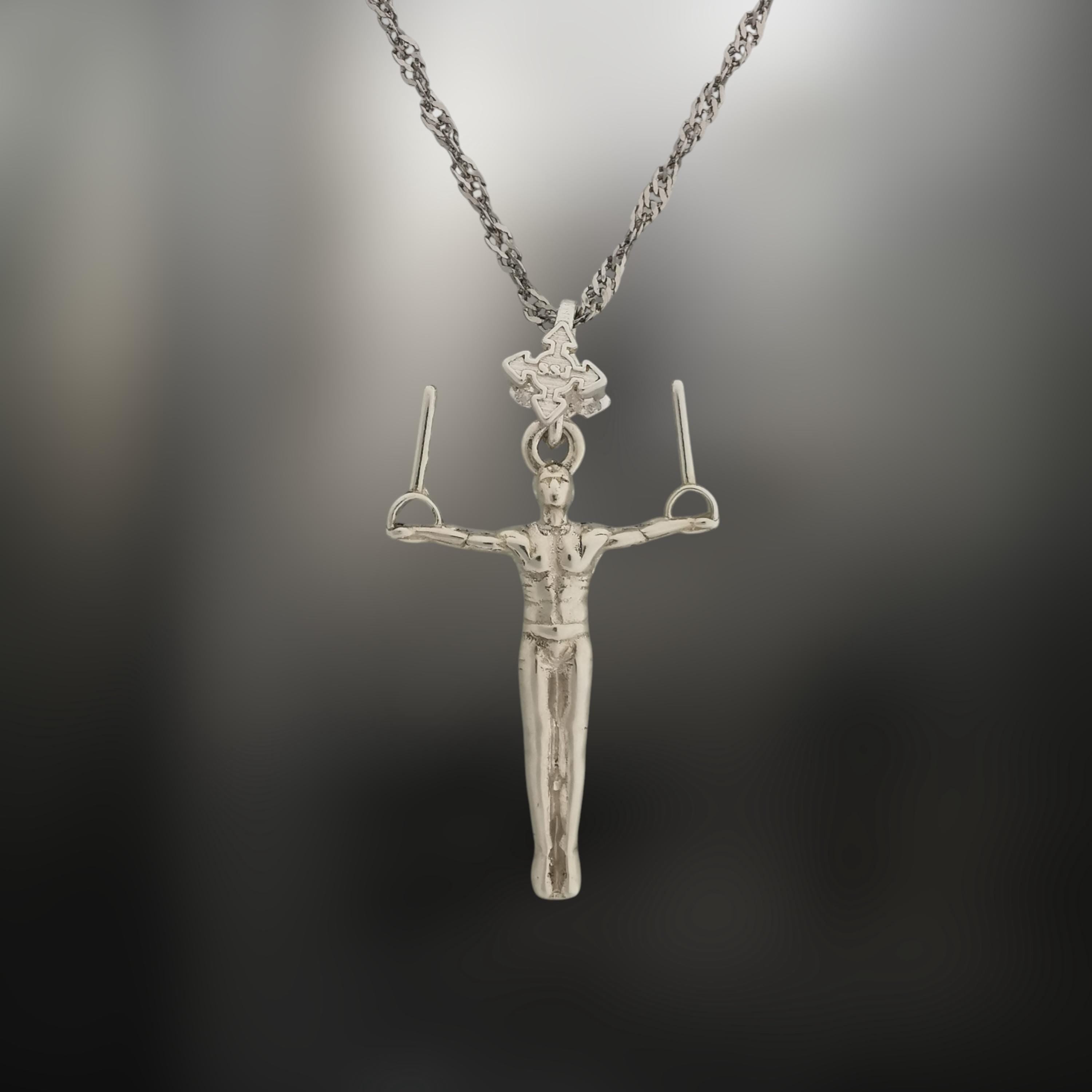 Artistic Gymnastics Jewelry Pendant for Men – Classic Silver 925 Gift – Handcrafted Sport Charm for Strength & Control – Necklace