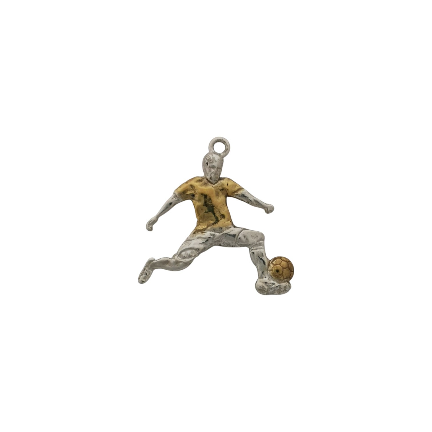 Football (Soccer) Jewelry Pendant for Men – 925 Silver with Partial Gold Plating – Handcrafted Sport Charm for Players – Necklace