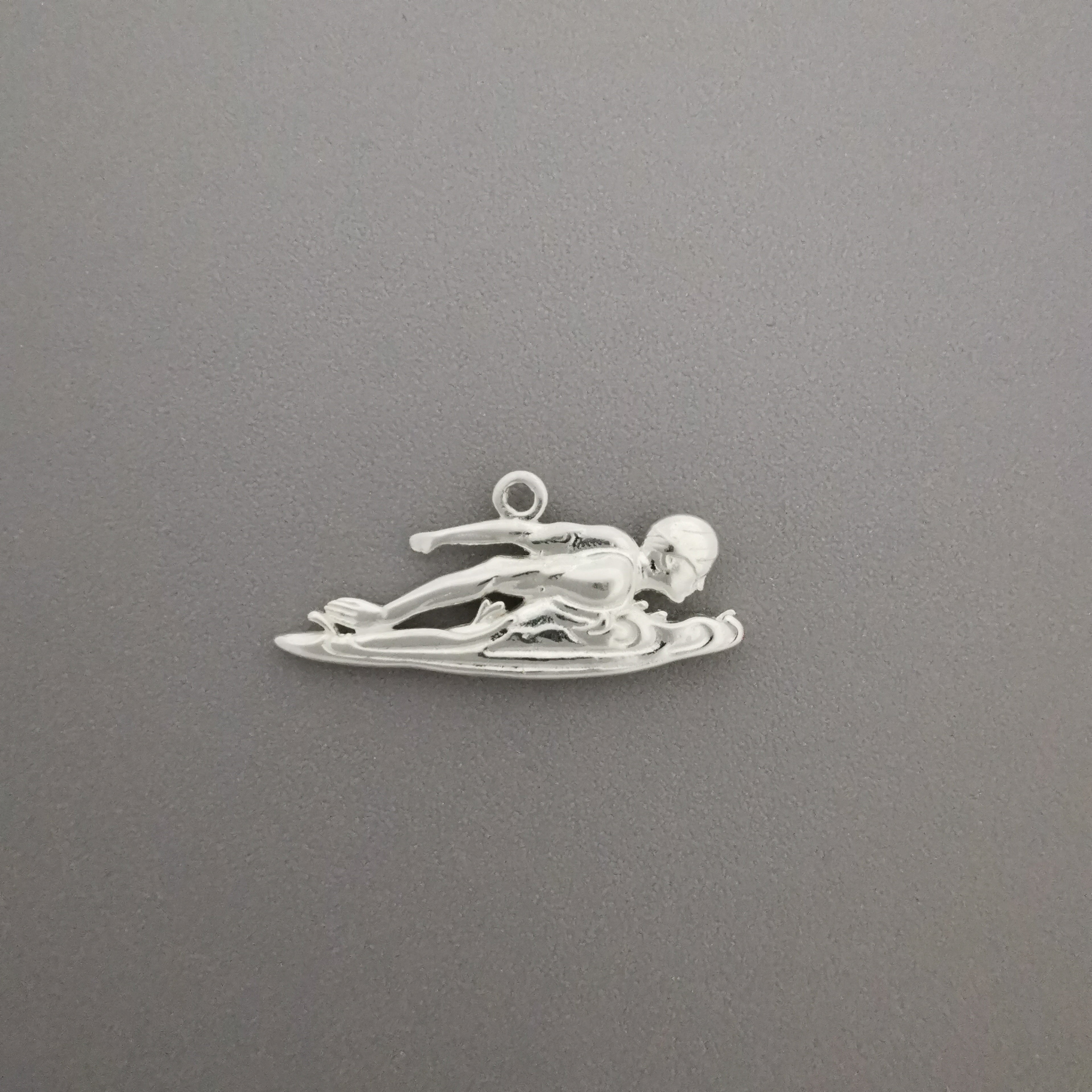 Swimming Jewelry Pendant for Men – Oxidized Black 925 Silver Gift – Sports Accessory for Freestyle Swimmers and Water Sport Fans – Necklace