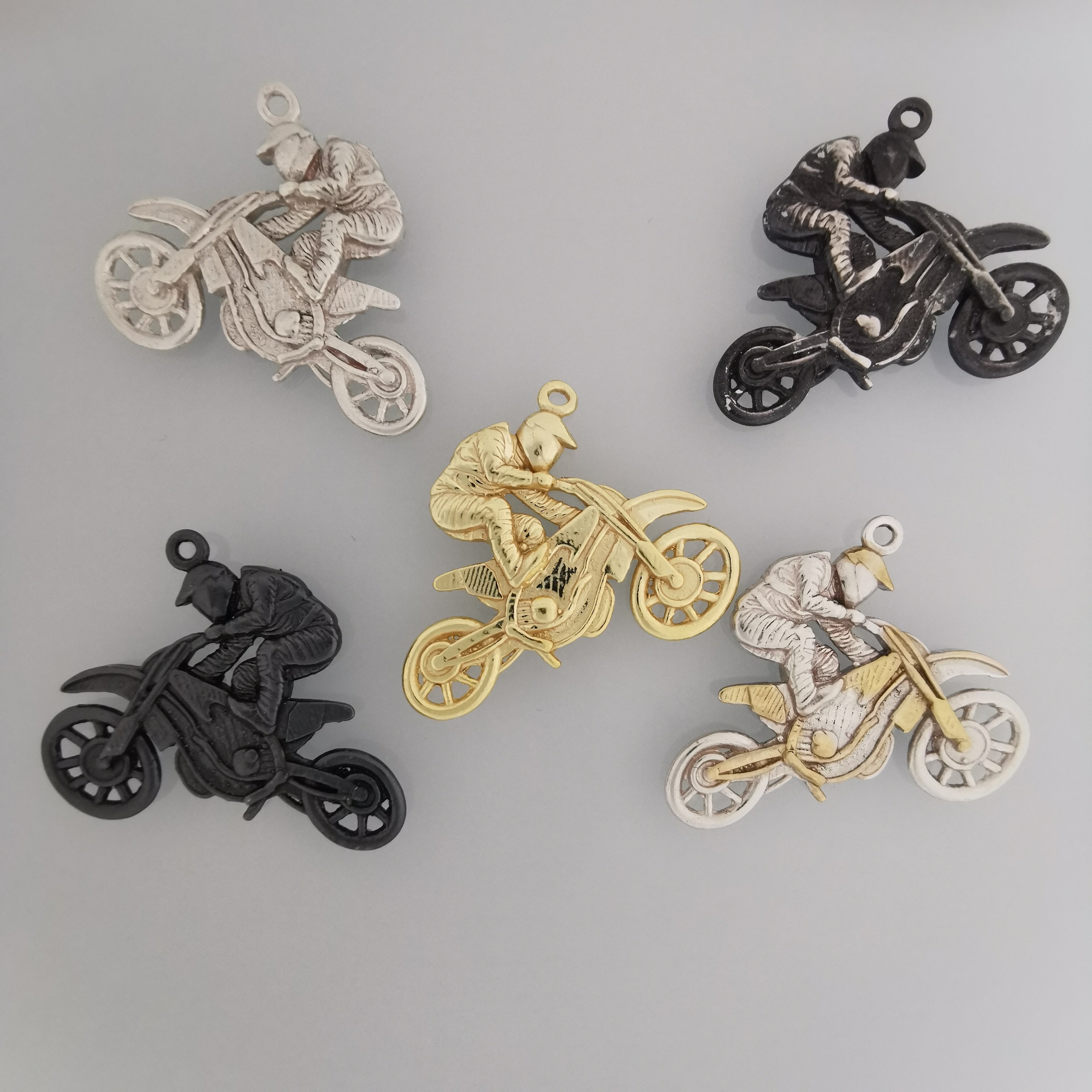 Motocross Pendant for Men – Oxidized 925 Silver Necklace Charm – Gift for Riders, Fans or Teen Boys
