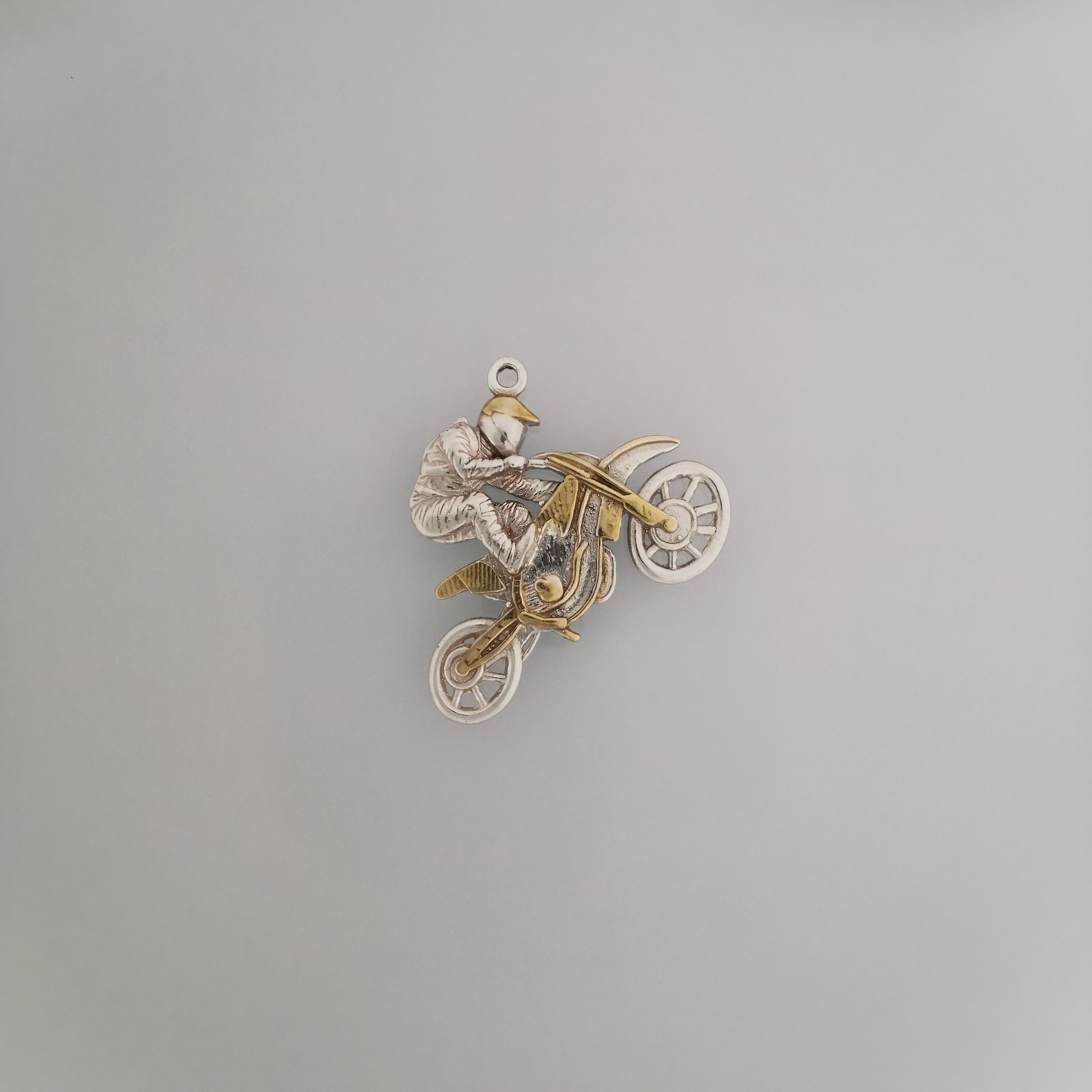 Motocross Pendant for Men – Oxidized 925 Silver Necklace Charm – Gift for Riders, Fans or Teen Boys