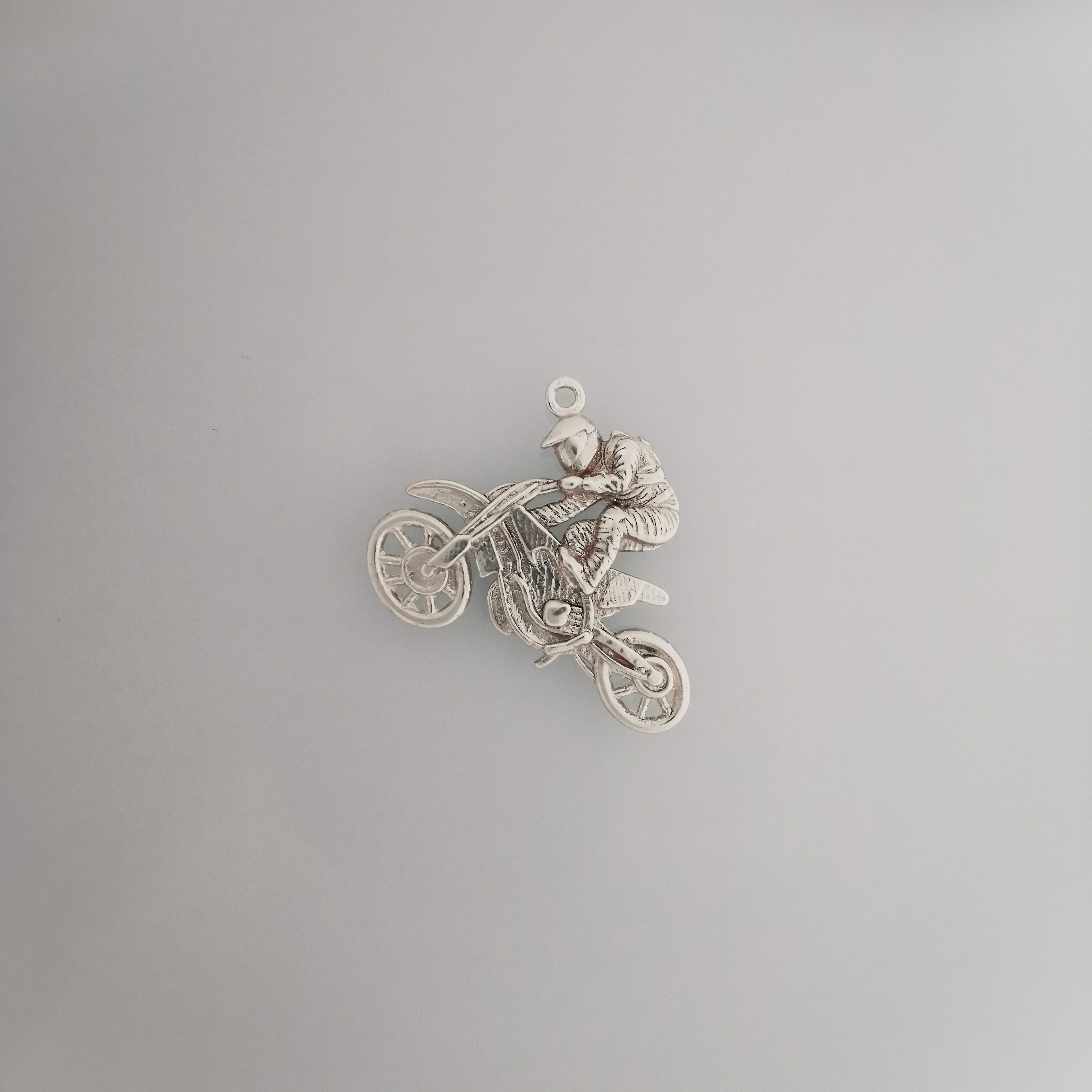 Motocross Pendant for Men – Oxidized 925 Silver Necklace Charm – Gift for Riders, Fans or Teen Boys
