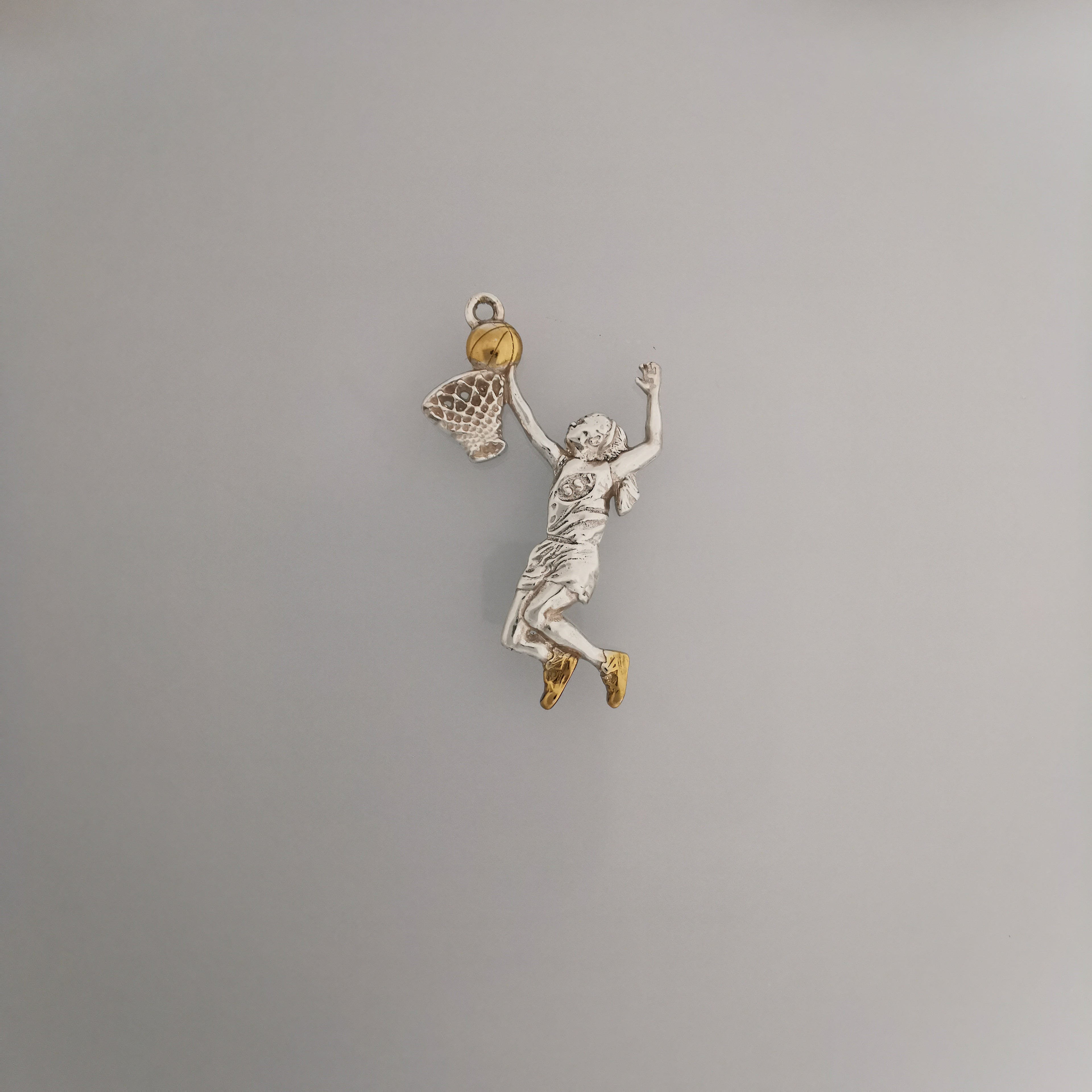 Basketball Jewelry Pendant for Women – 925 Silver with Partial Gold Plating Gift – Handcrafted Sports Charm for Athletes – Necklace