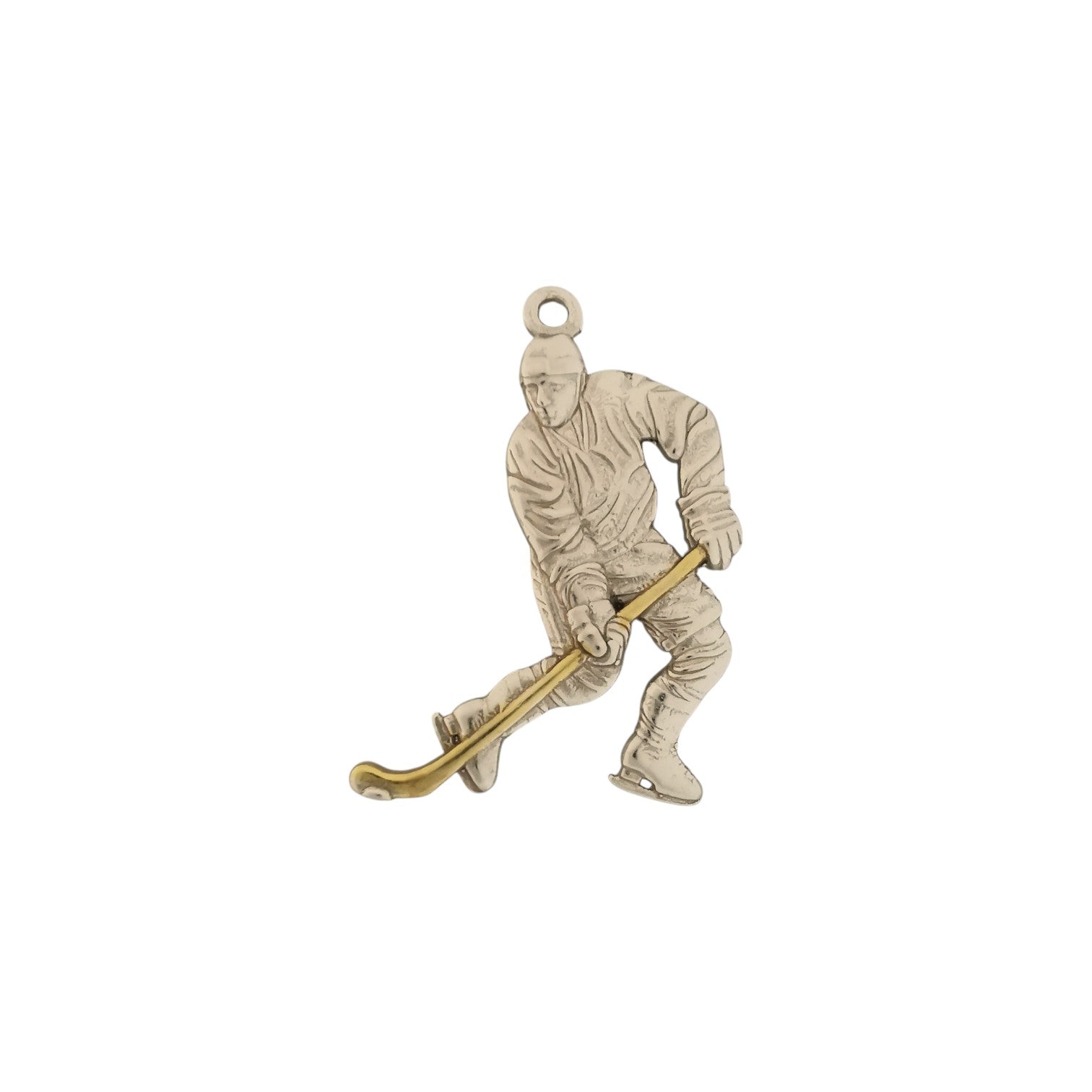 Ice Hockey Jewelry Pendant for Men – 925 Silver with Partial Gold Plating Gift Handcrafted Sports Accessory for Players and Coaches Necklace
