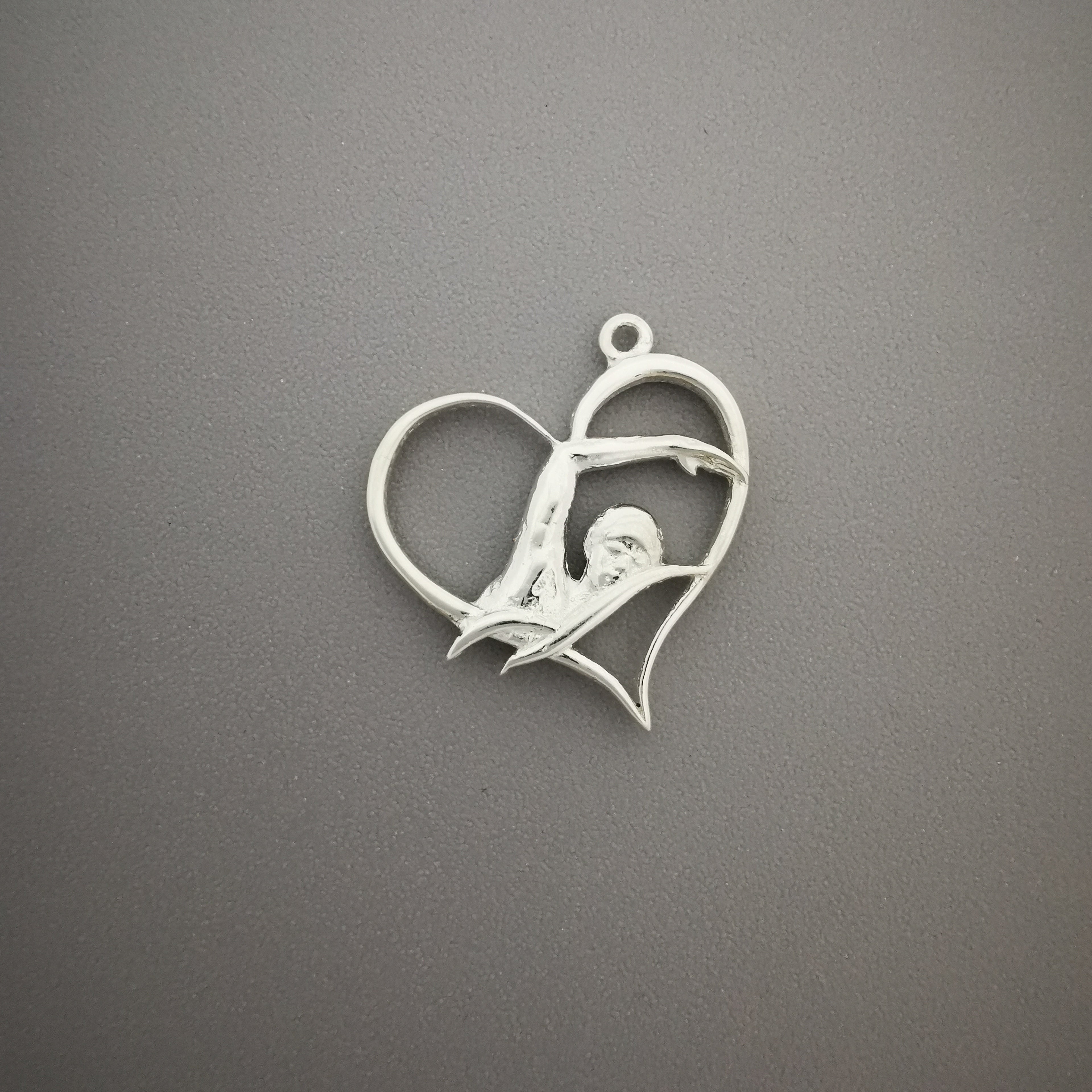 Swimmer Heart Jewelry Pendant for Women – Silver with Partial Gold Plating 925 Gift, Sporty Accessory for Swimmers and Teen Girls – Necklace