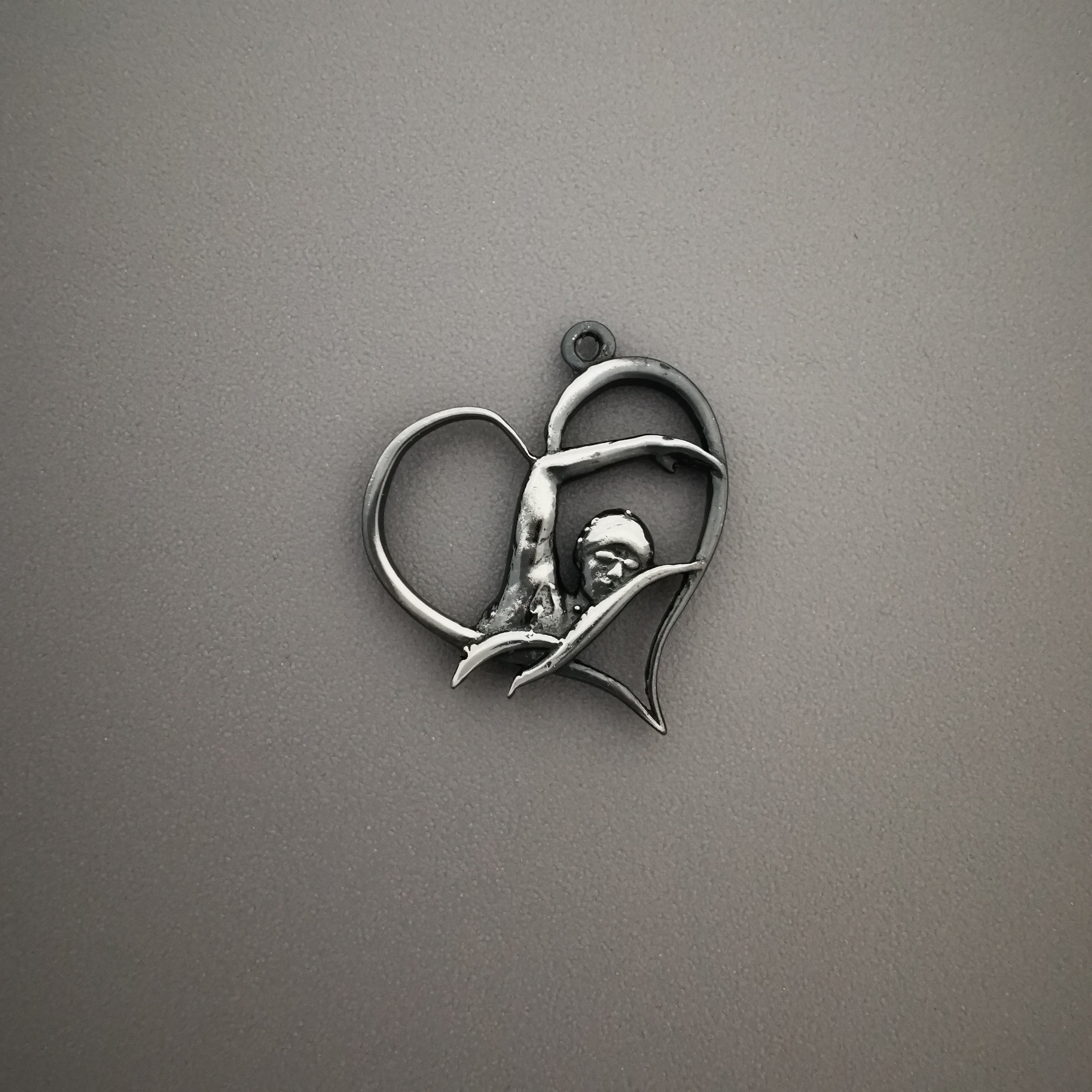 Swimmer Heart Jewelry Pendant for Women – Silver with Partial Gold Plating 925 Gift, Sporty Accessory for Swimmers and Teen Girls – Necklace
