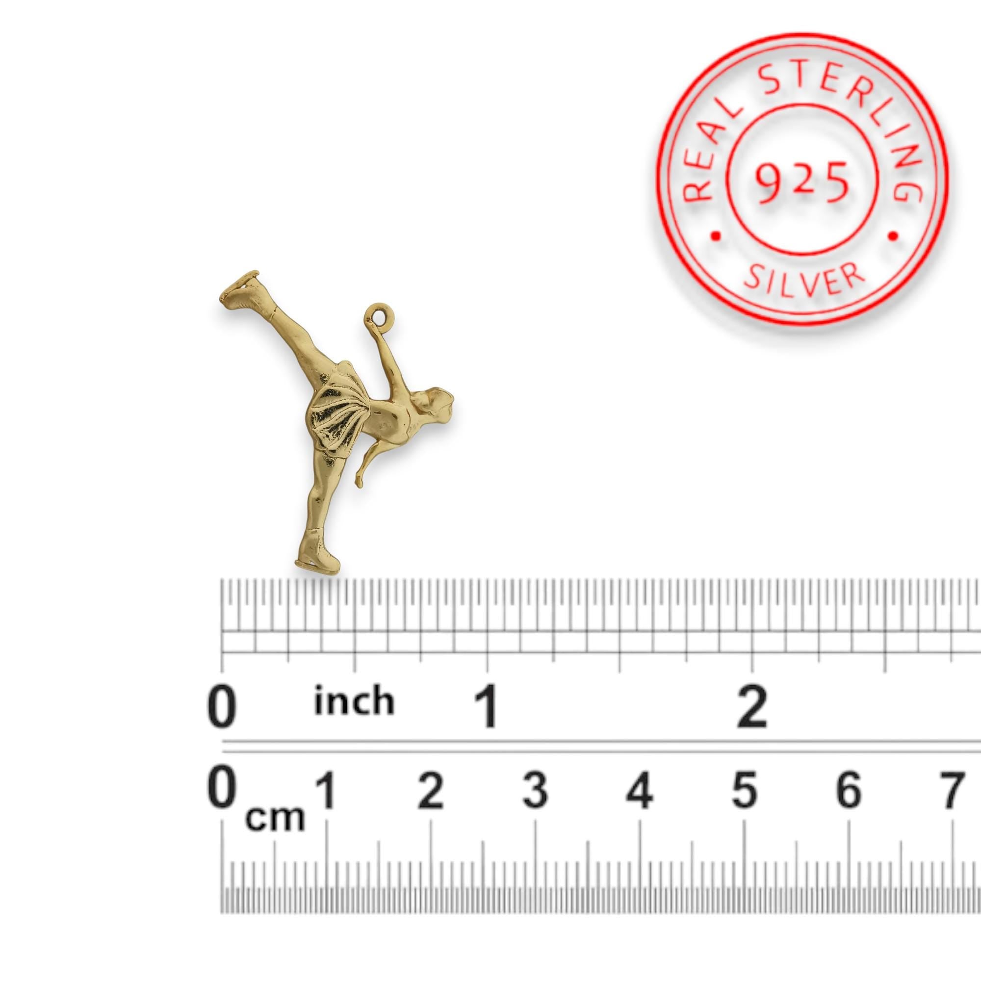 Figure Skating Jewelry Pendant for Women – Gold-Plated 925 Silver Gift – Handcrafted Sports Accessory for Teens – Necklace
