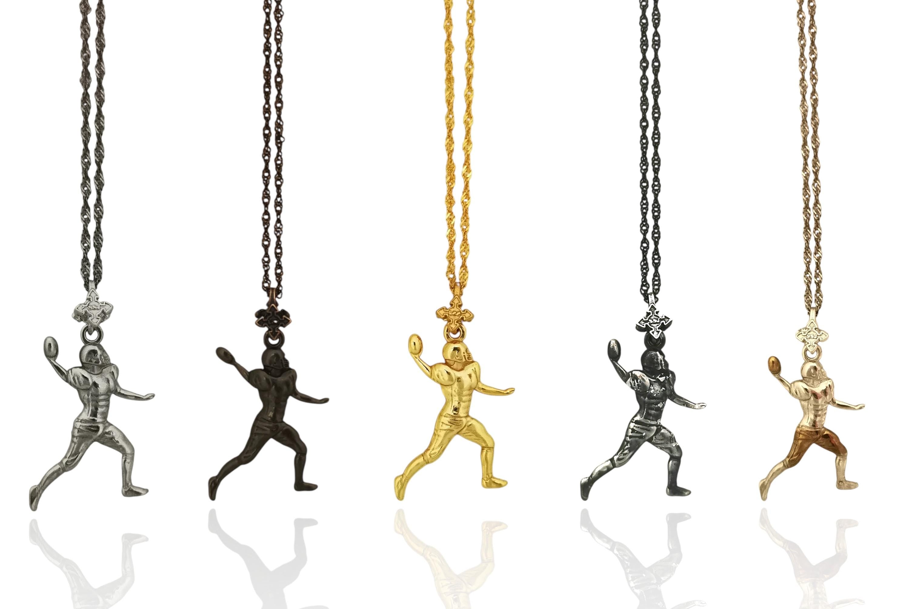 American Football Pendant for Men – 925 Sterling Silver Charm – American Football Jewelry Gift for Athlete, Coach or Fan