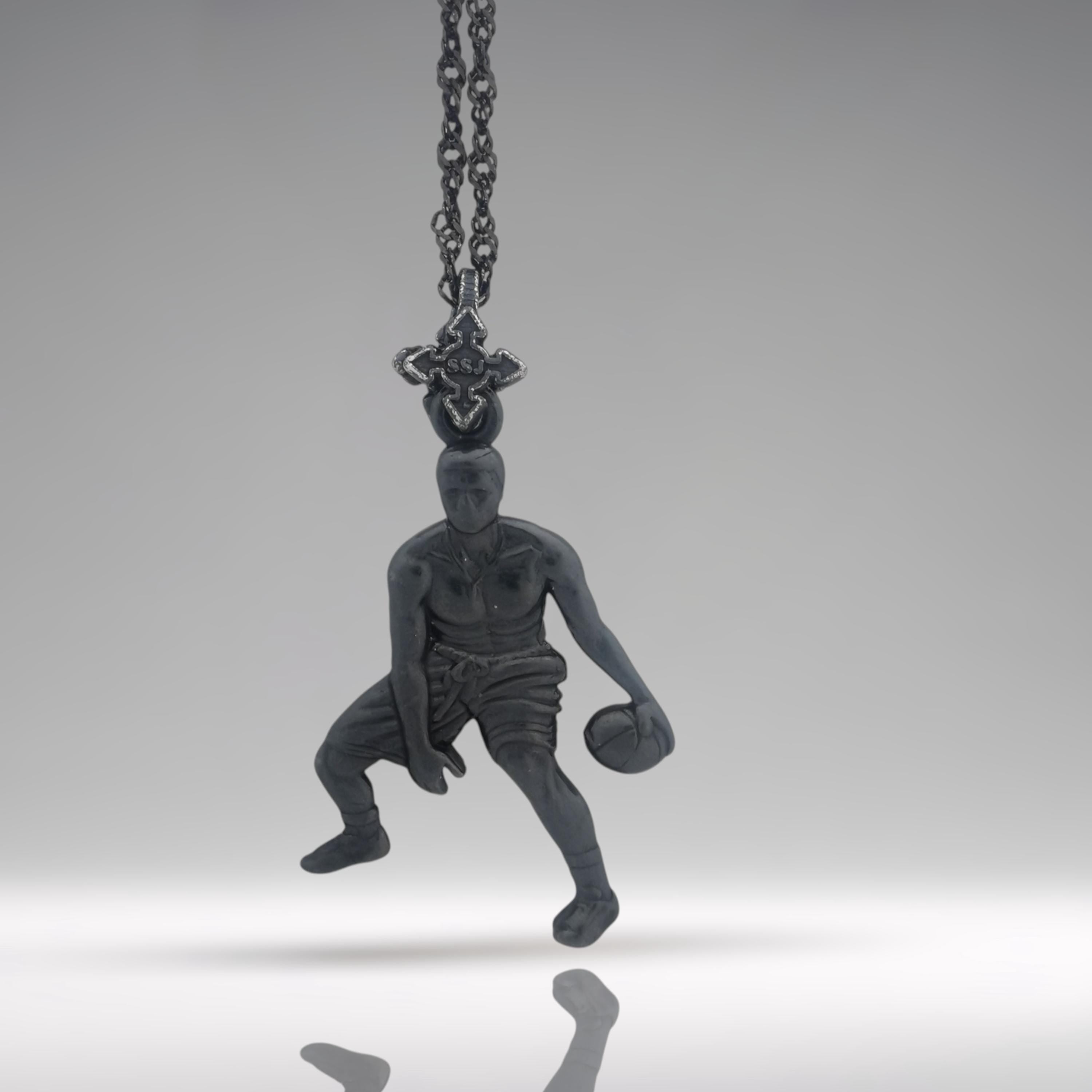 Basketball Jewelry Pendant for Men – Oxidized Black 925 Silver Gift Bold Handcrafted Sports Accessory for Players and Collectors – Necklace