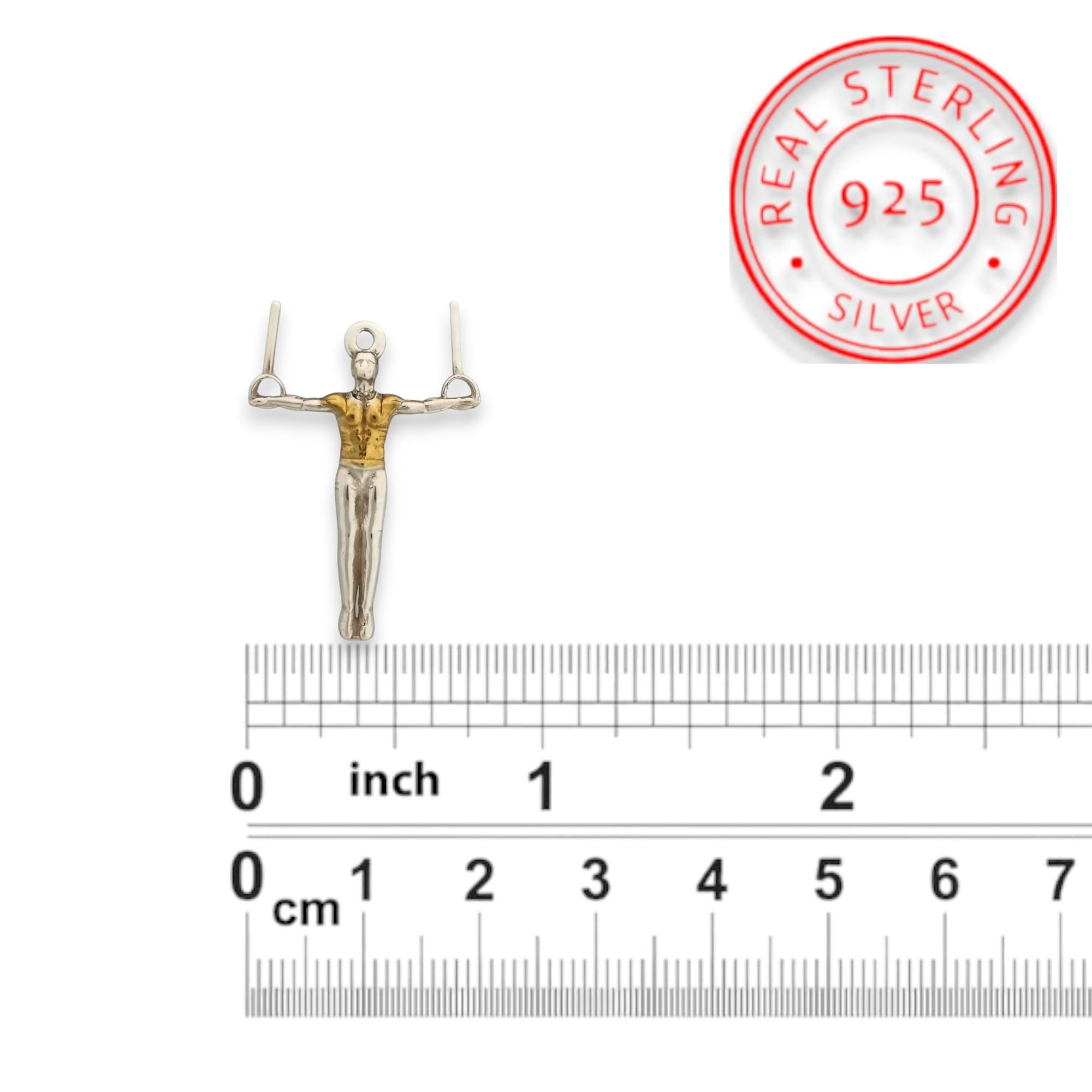 Artistic Gymnastics Jewelry Pendant for Men – 925 Silver with Partial Gold Plating – Handcrafted Sport Charm for Strength & Control Necklace