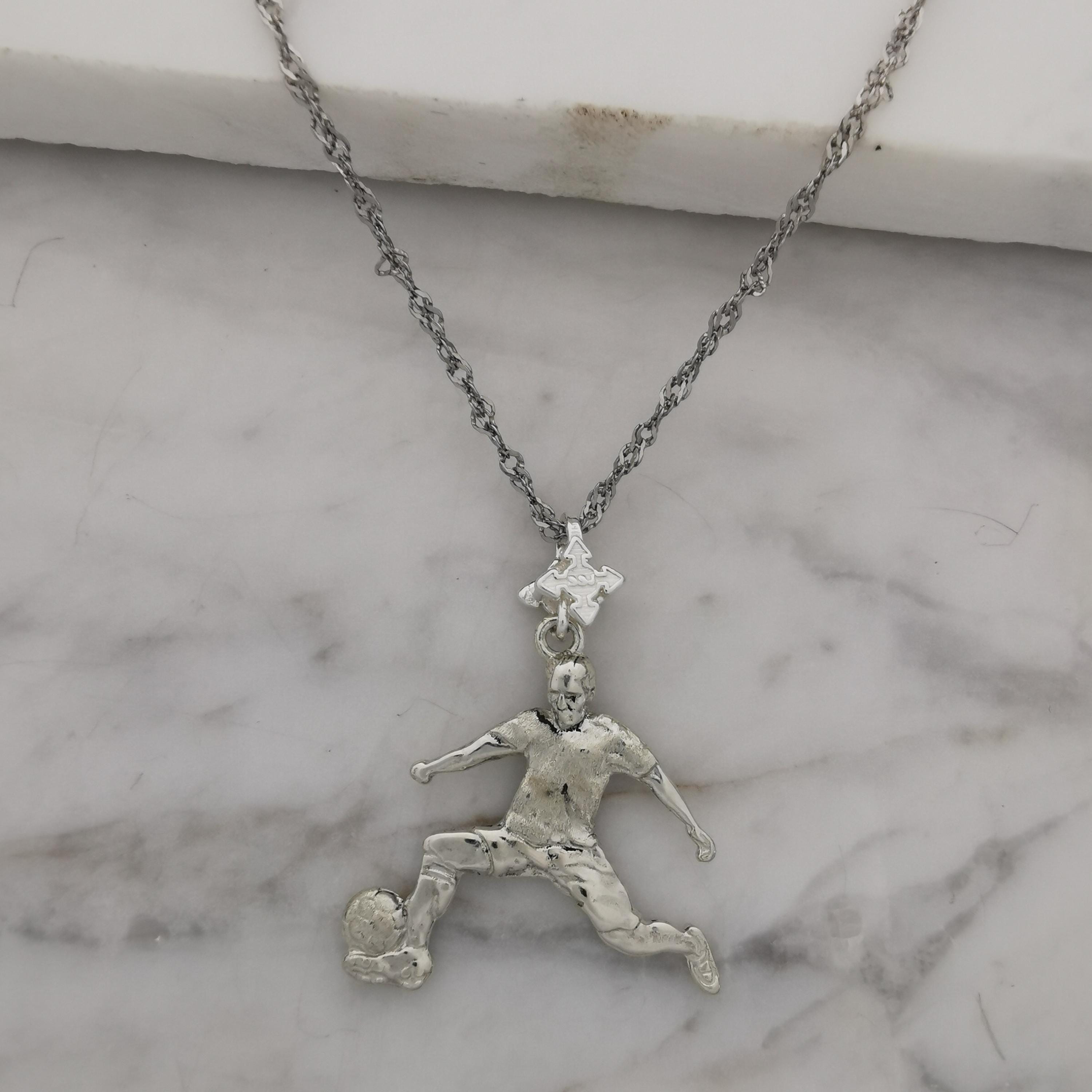 Football (Soccer) Jewelry Pendant for Men – Classic Silver 925 Gift – Handcrafted Sport Charm for Players – Necklace