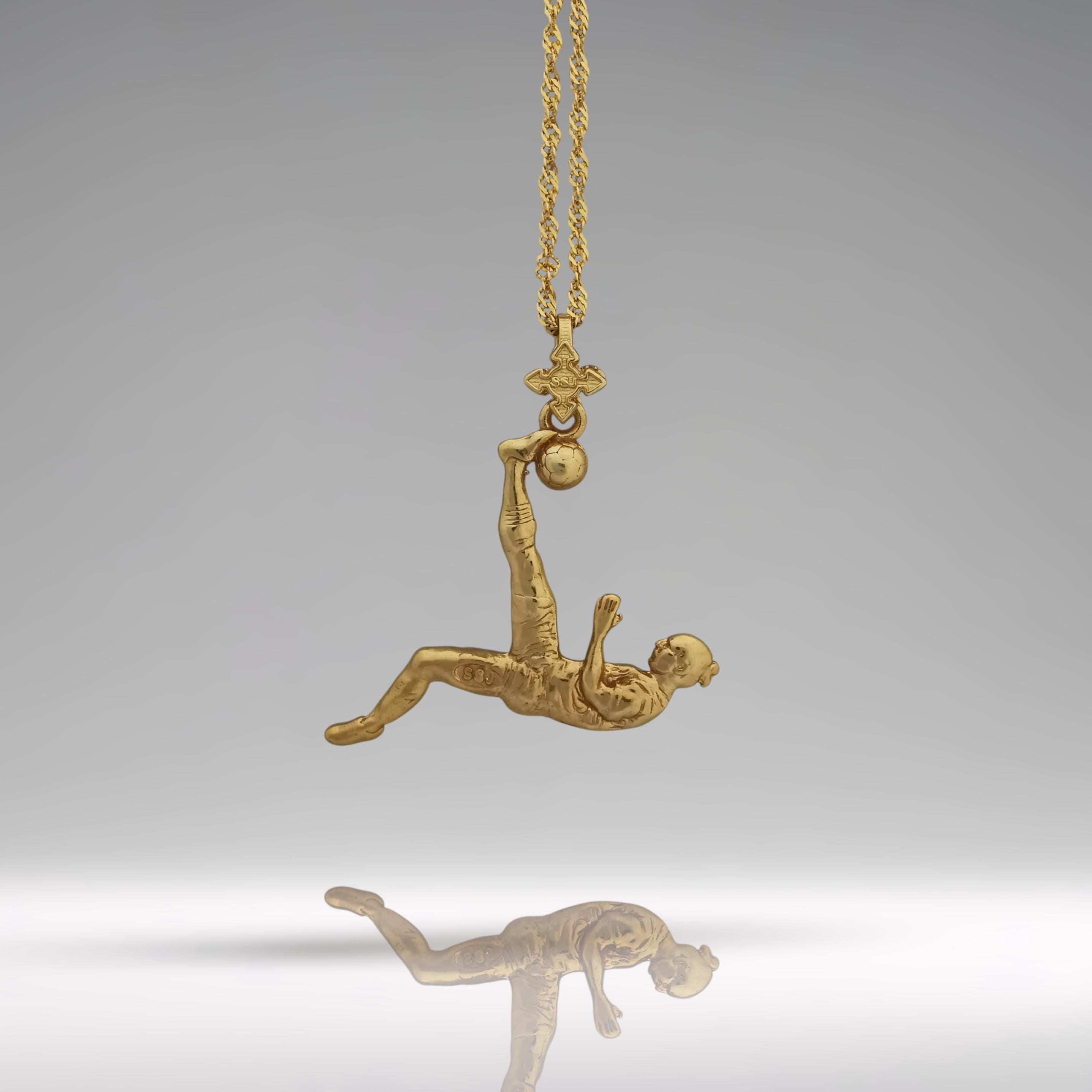 Football Pendant for Men – Gold-Plated 925 Silver Jewelry Gift – Handcrafted Sports Charm for Players & Fans – Necklace
