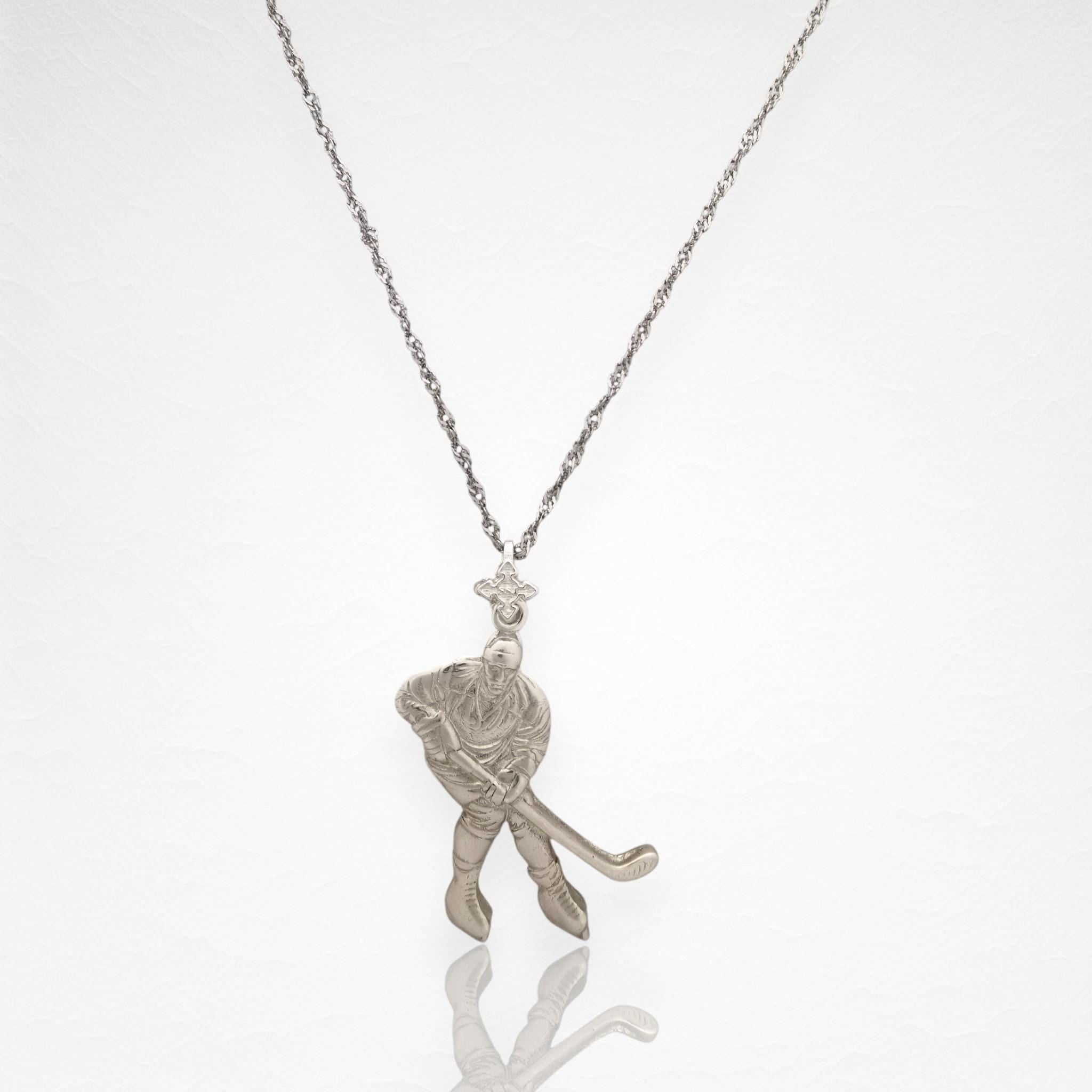 Ice Hockey Jewelry Pendant for Men – Classic Silver 925 Gift – Handcrafted Sport Charm for Players – Necklace