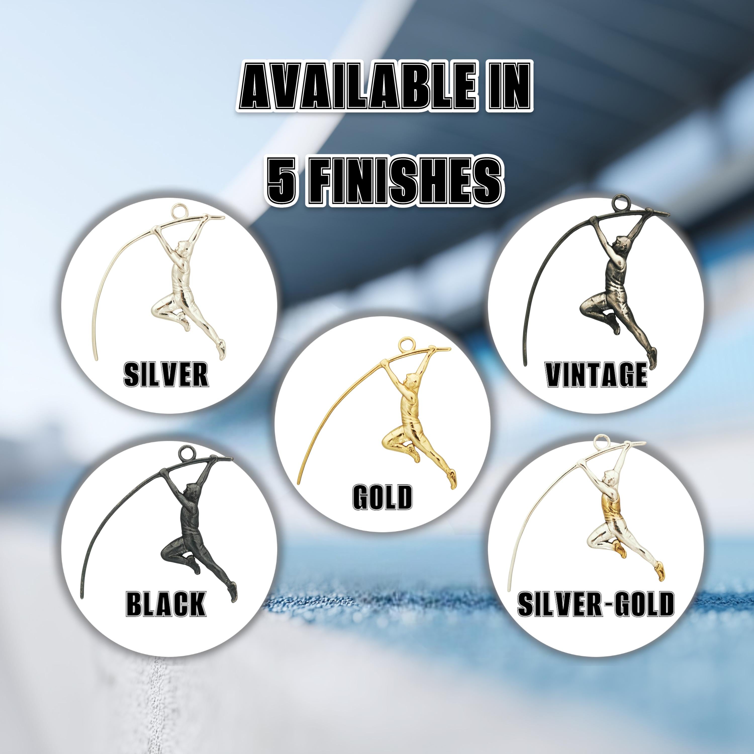 Pole Vault Pendant for Men – Gold Plated 925 Silver Jewelry – Sports Necklace Gift for Track Athlete, Teen Boy, or Coach