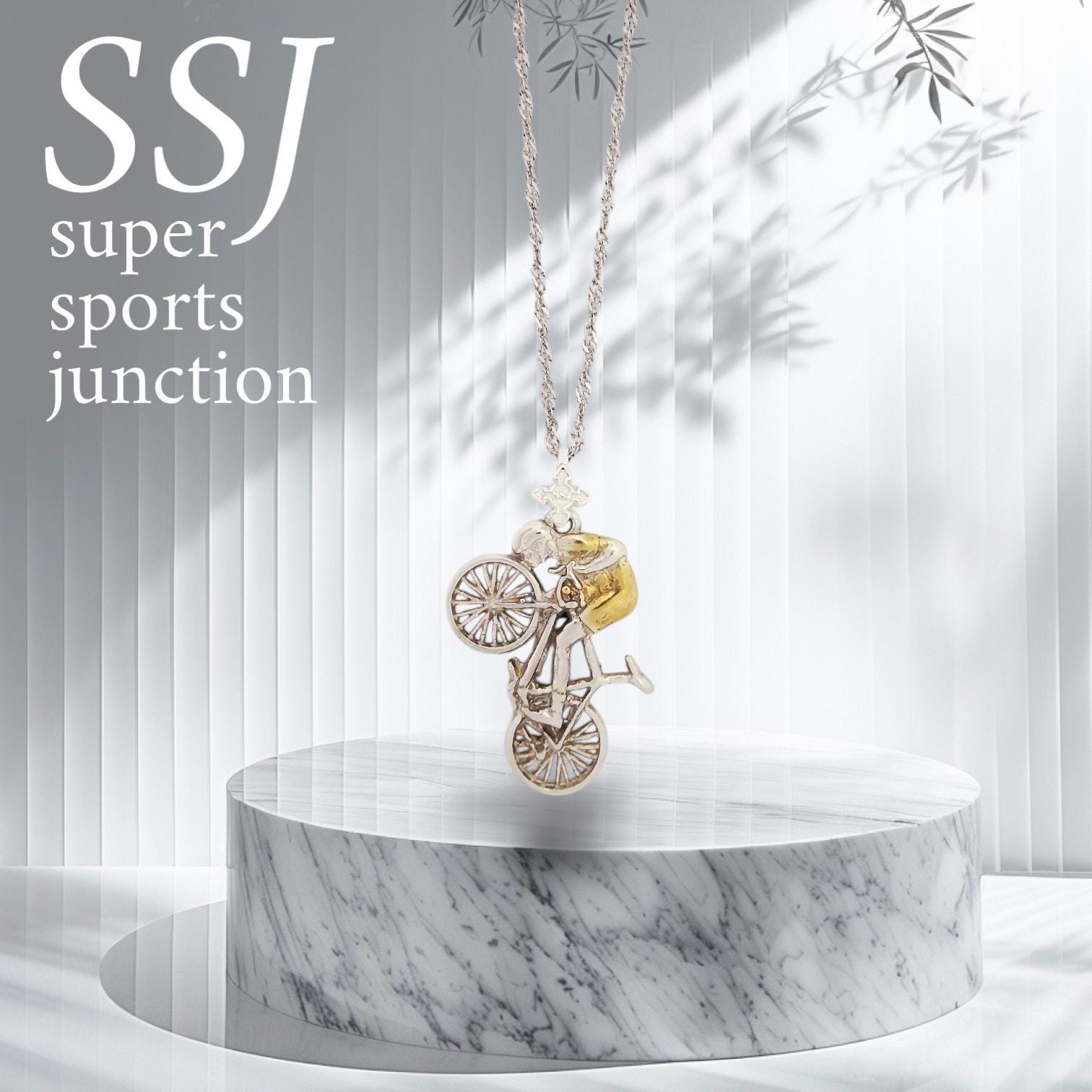 Cycling Jewelry Pendant for Men – 925 Silver with Partial Gold Plating – Elegant Sports Necklace for Cyclists and Bike Riders – Necklace