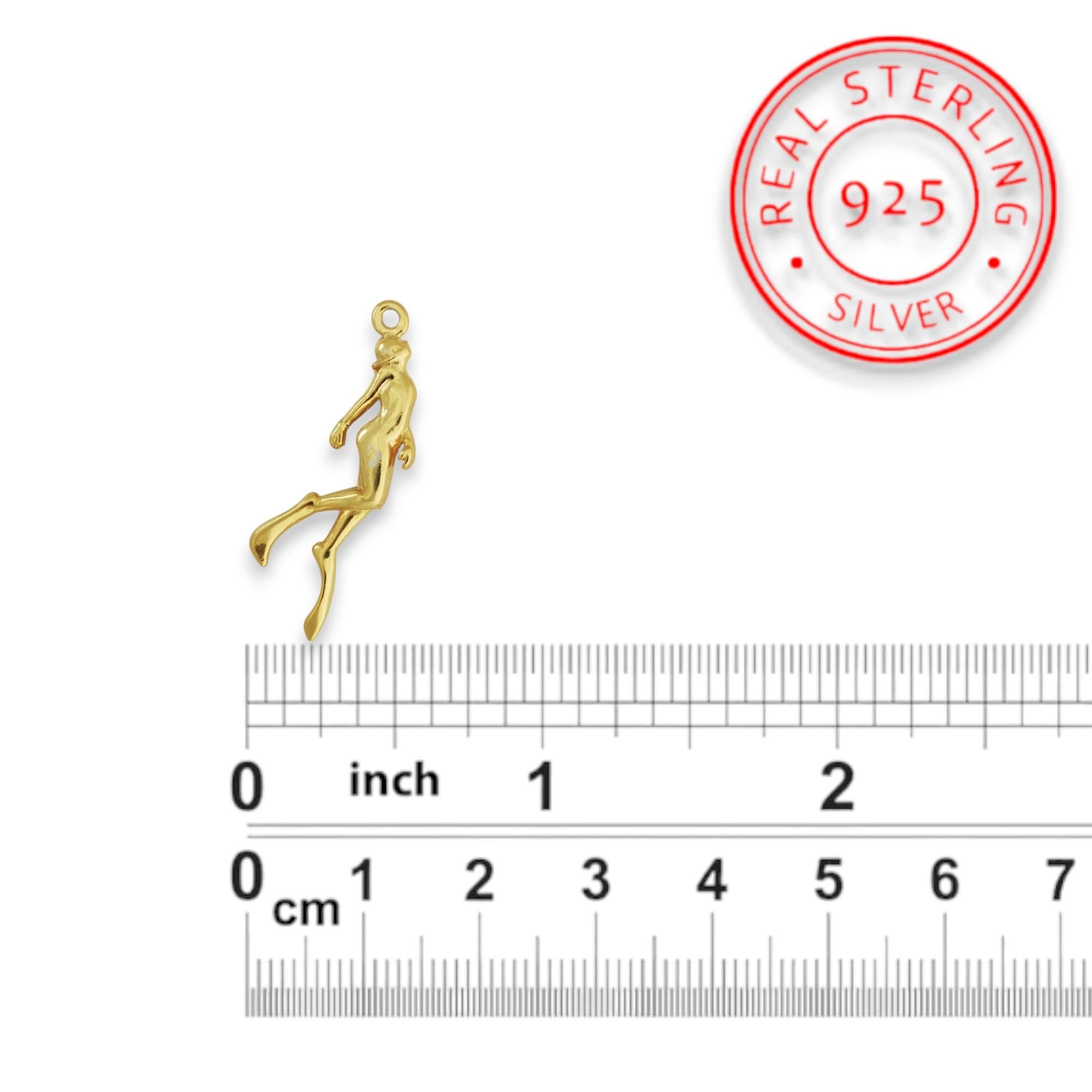Diving Jewelry Pendant for Women – Gold-Plated 925 Silver Gift – Sports Accessory for Swimmers and Diver Girls – Necklace