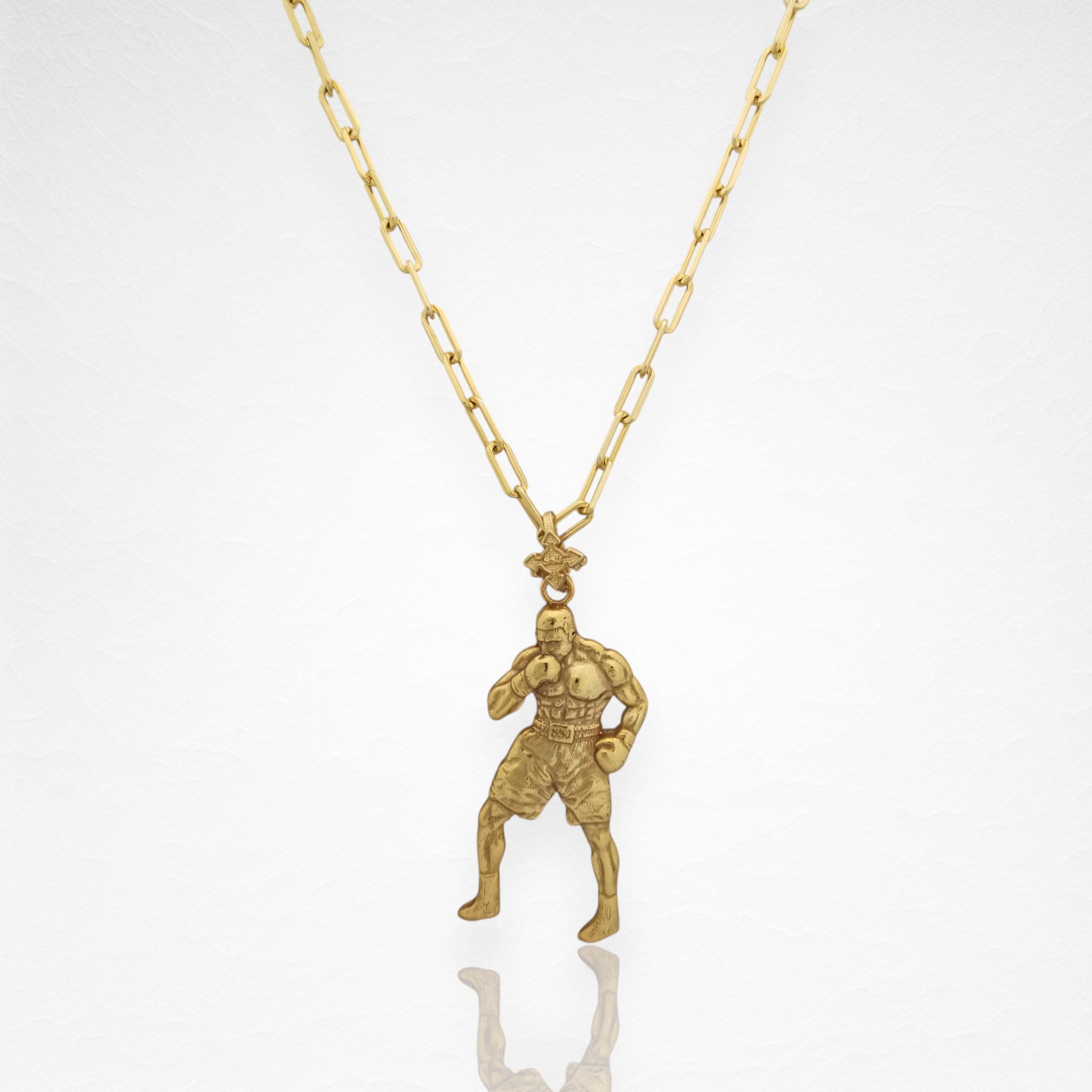 Boxing Jewelry Pendant for Men – Gold-Plated 925 Silver Gift – Handcrafted Sports Accessory for Fighters, Coaches & Fans – Necklace