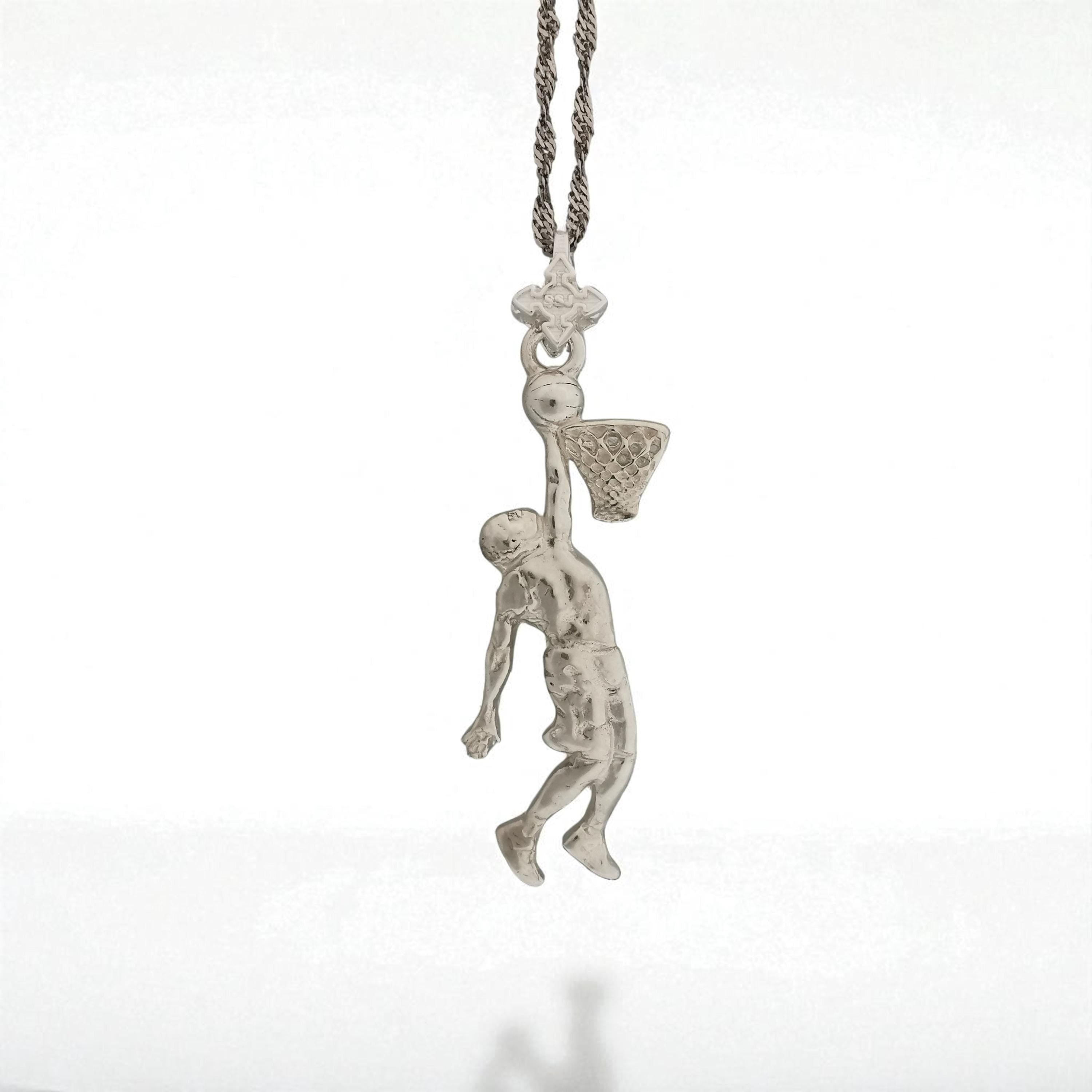 Basketball Dunk Pendant for Men – Classic Silver 925 Jewelry Gift for Players, Coaches & Fans – Sports Necklace