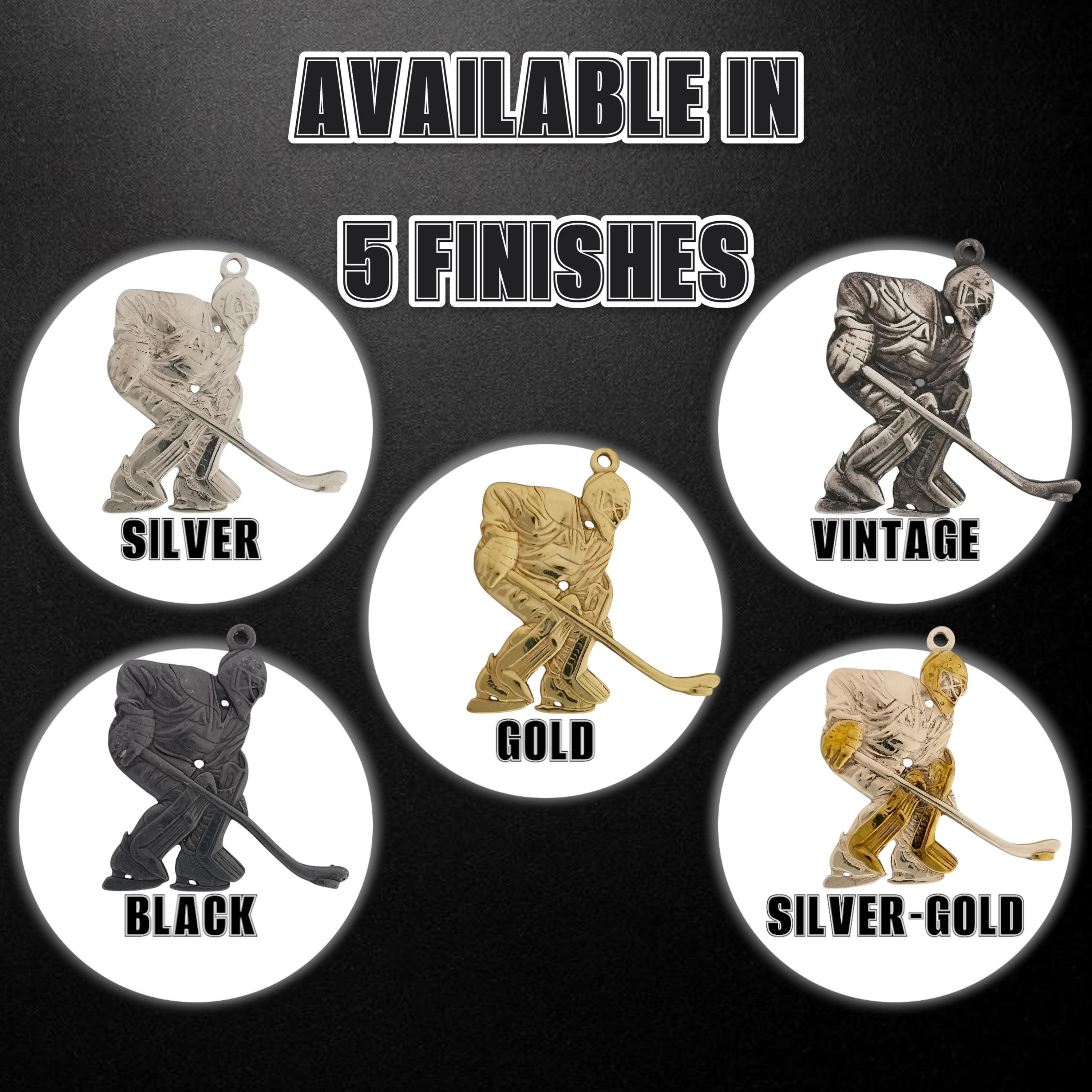 Ice Hockey Jewelry Pendant for Men – 925 Silver with Partial Gold Plating – Goalie Sports Gift for Players, Fans & Coaches – Necklace