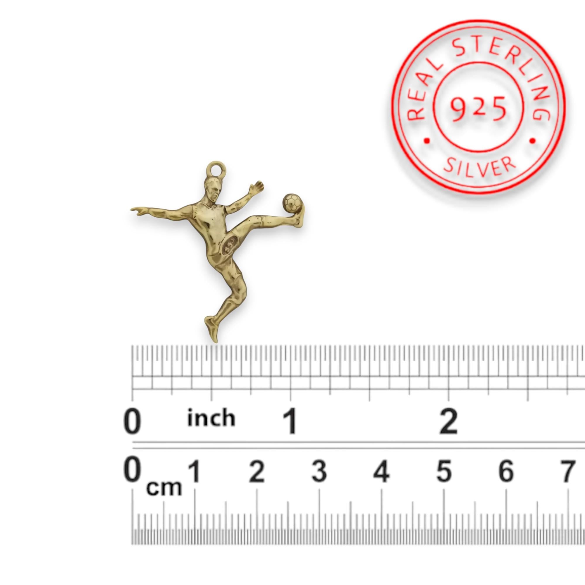 Football Soccer Jewelry Pendant for Men Gold-Plated 925 Silver Gift – Sports Accessory  Necklace – Gift for Soccer Players, Coaches, or Fans