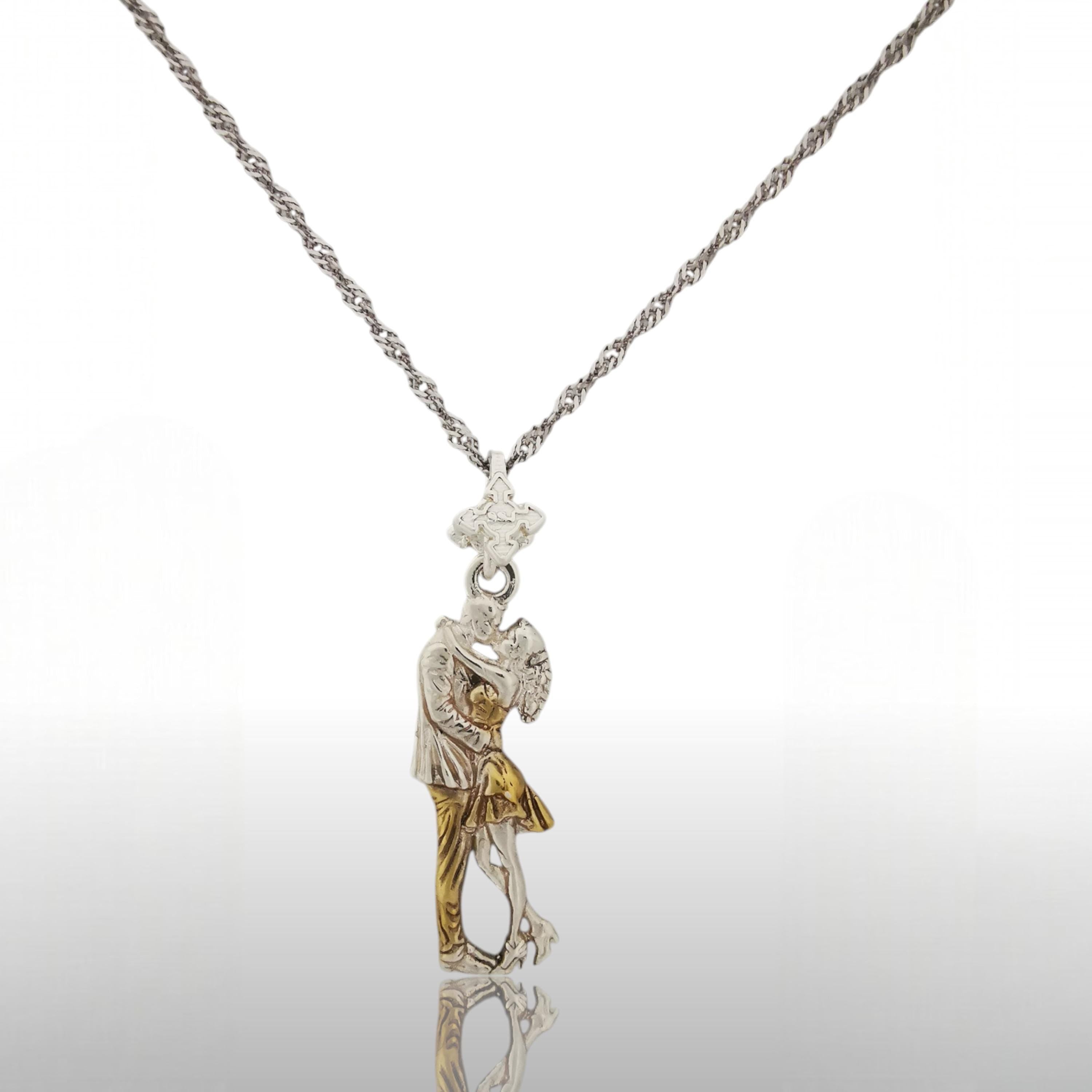 Tango Necklace – Two-Tone Silver and Gold Pendant, Romantic Gift for Her, Dance Jewelry, Elegant Latin Couple Jewelry