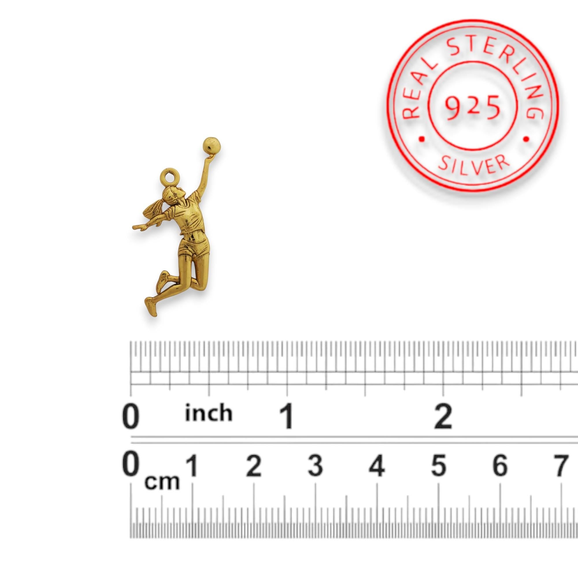 Volleyball Pendant for Women – Gold-Plated 925 Silver Jewelry Gift – Sports Necklace