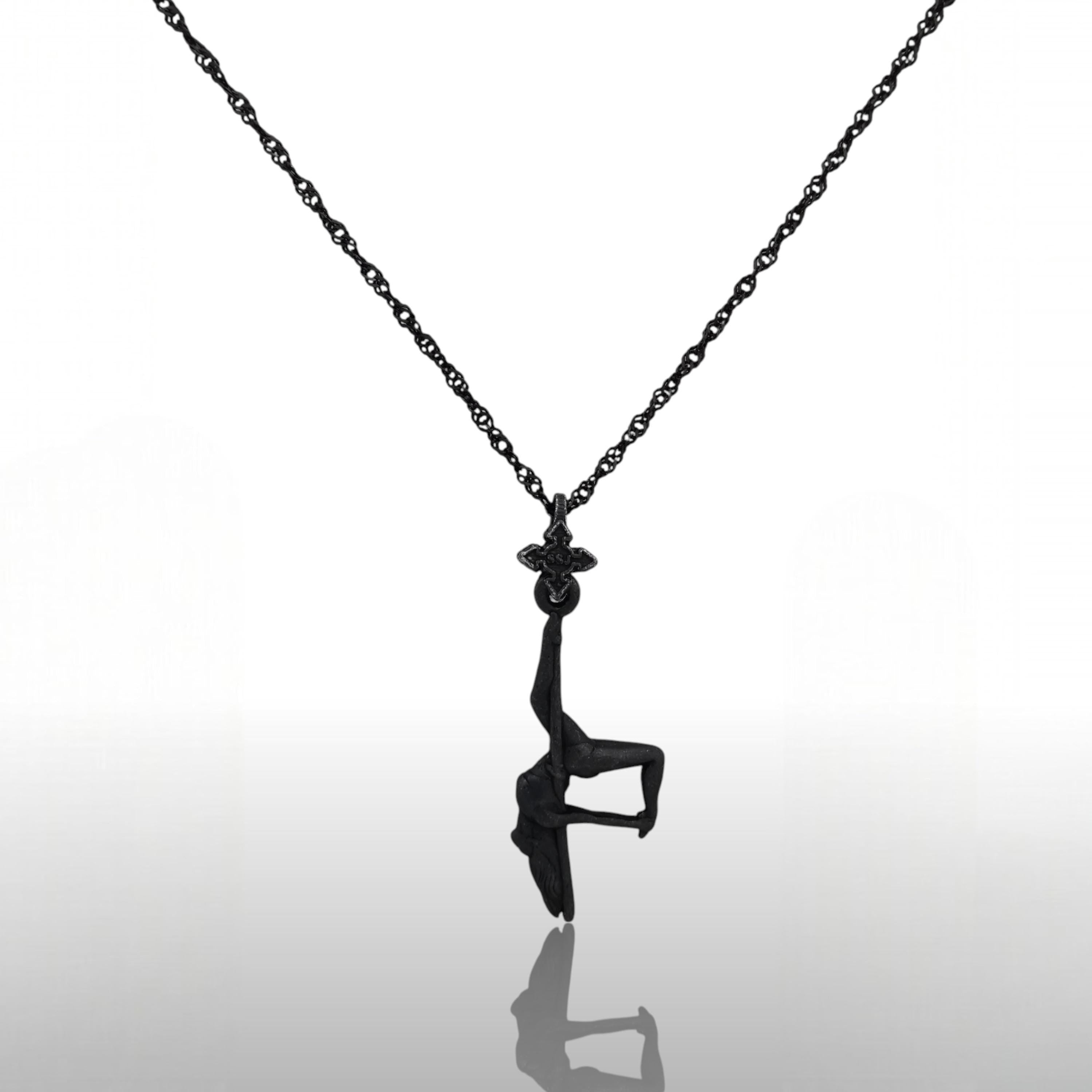 Pole Dance Jewelry – Black Oxidized 925 Silver Pendant – Sensual & Edgy Necklace Gift for Women