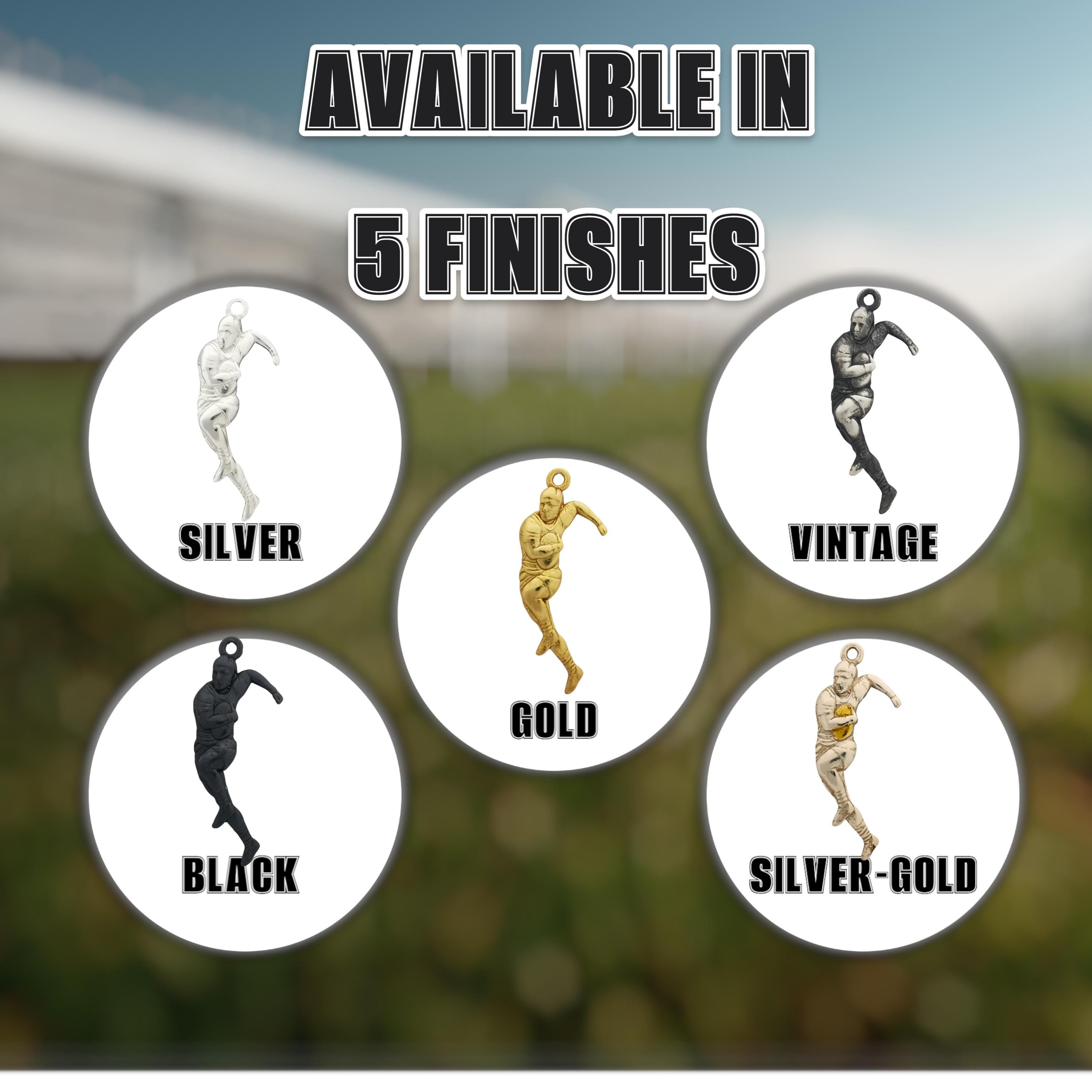 Rugby Pendant Necklace for Men – Two-Tone 925 Silver Sports Jewelry with Gold Detail – Bold Gift for Rugby Players, Coaches & Fans
