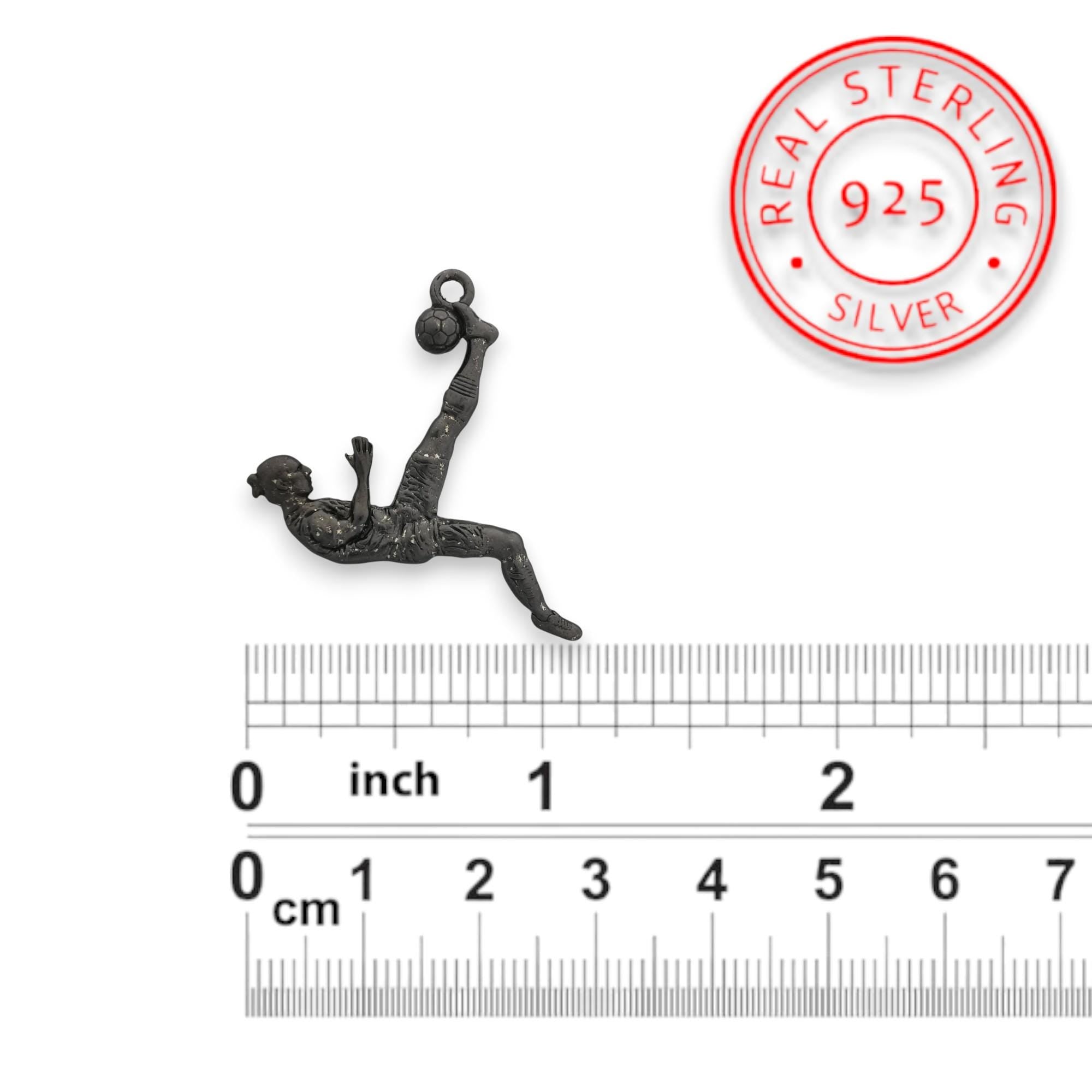 Football (Soccer) Jewelry Pendant for Men – Oxidized Black 925 Silver Gift – Handcrafted Sports Charm for Players & Fans – Necklace