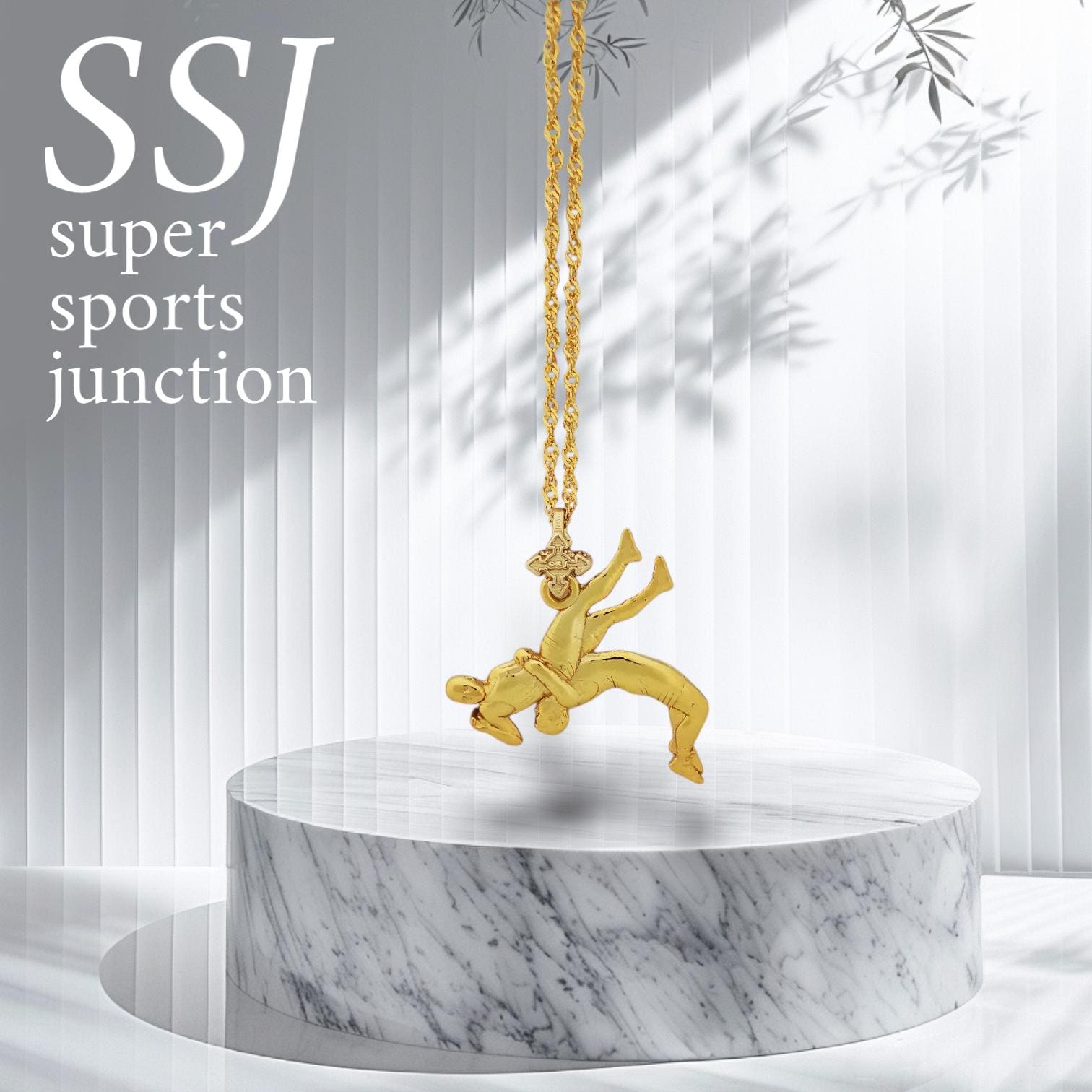 Wrestling Jewelry Pendant for Men – Gold-Plated 925 Silver Gift – Sports Accessory for Wrestlers, Coaches and Grappling Fans – Necklace