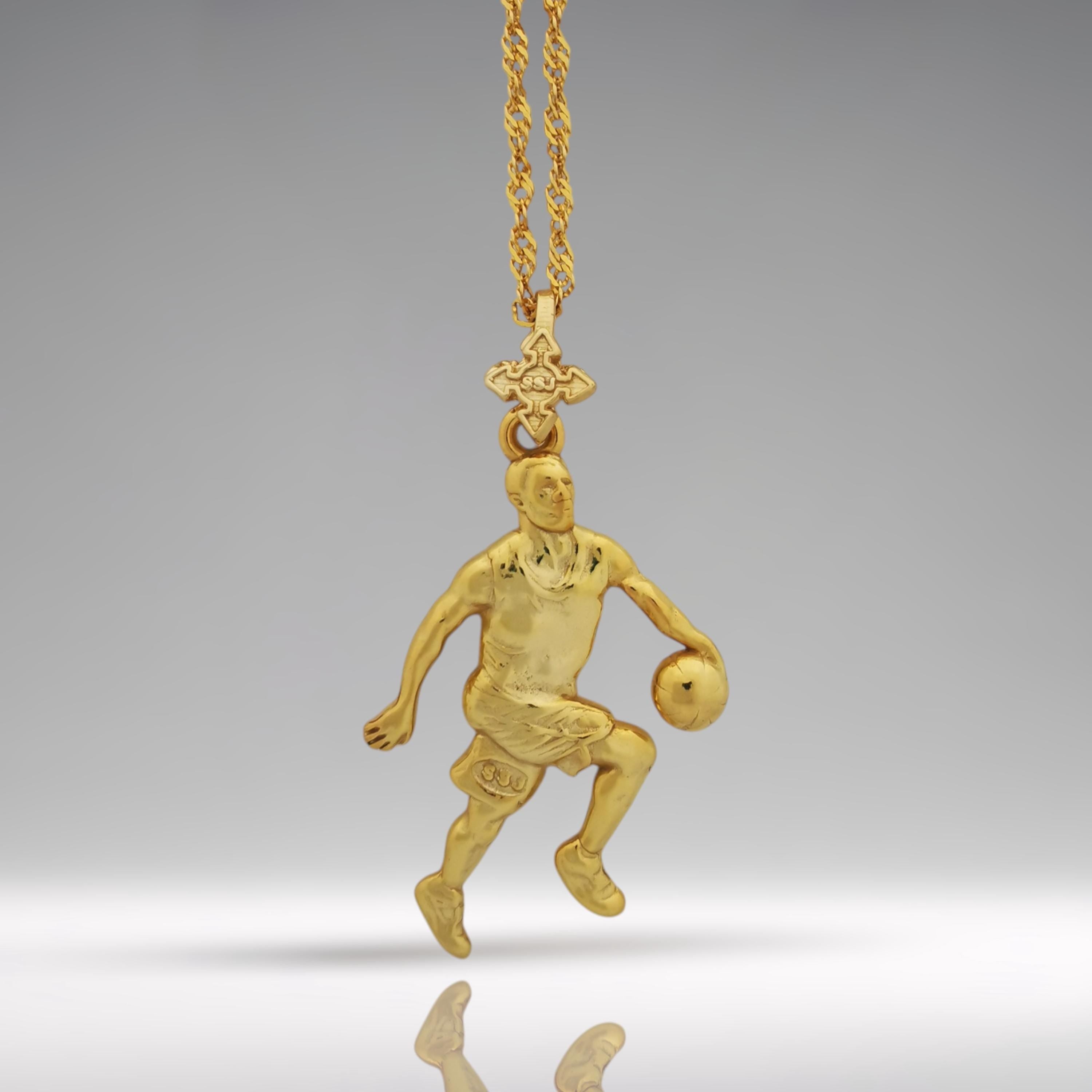 Basketball Jewelry Pendant for Men – Gold-Plated 925 Silver Gift – Bold Sports Accessory for Players and Collectors – Necklace