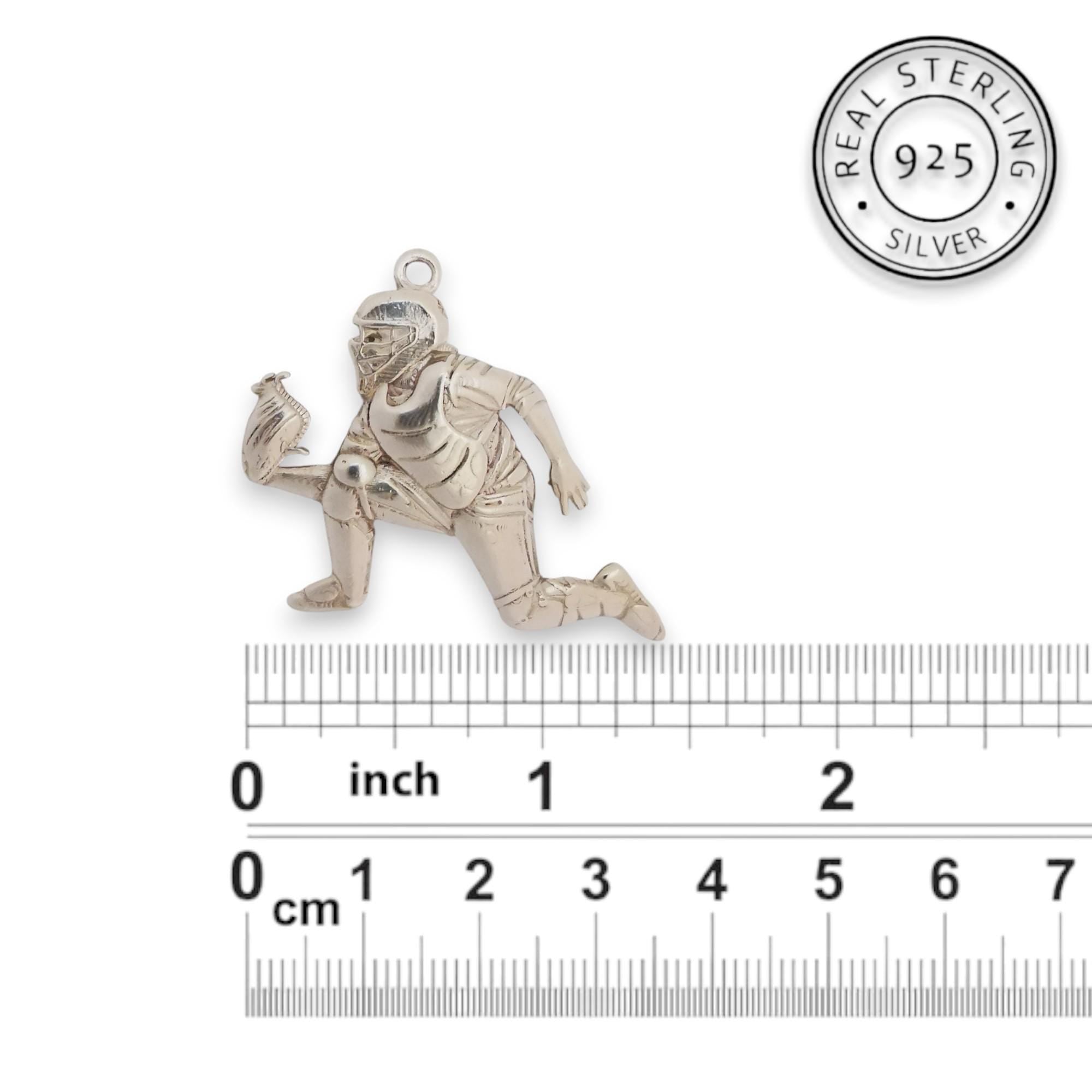 Baseball Jewelry Pendant for Men – 925 Sterling Silver Gift – Handcrafted Sports Accessory for Catchers and Collectors – Necklace