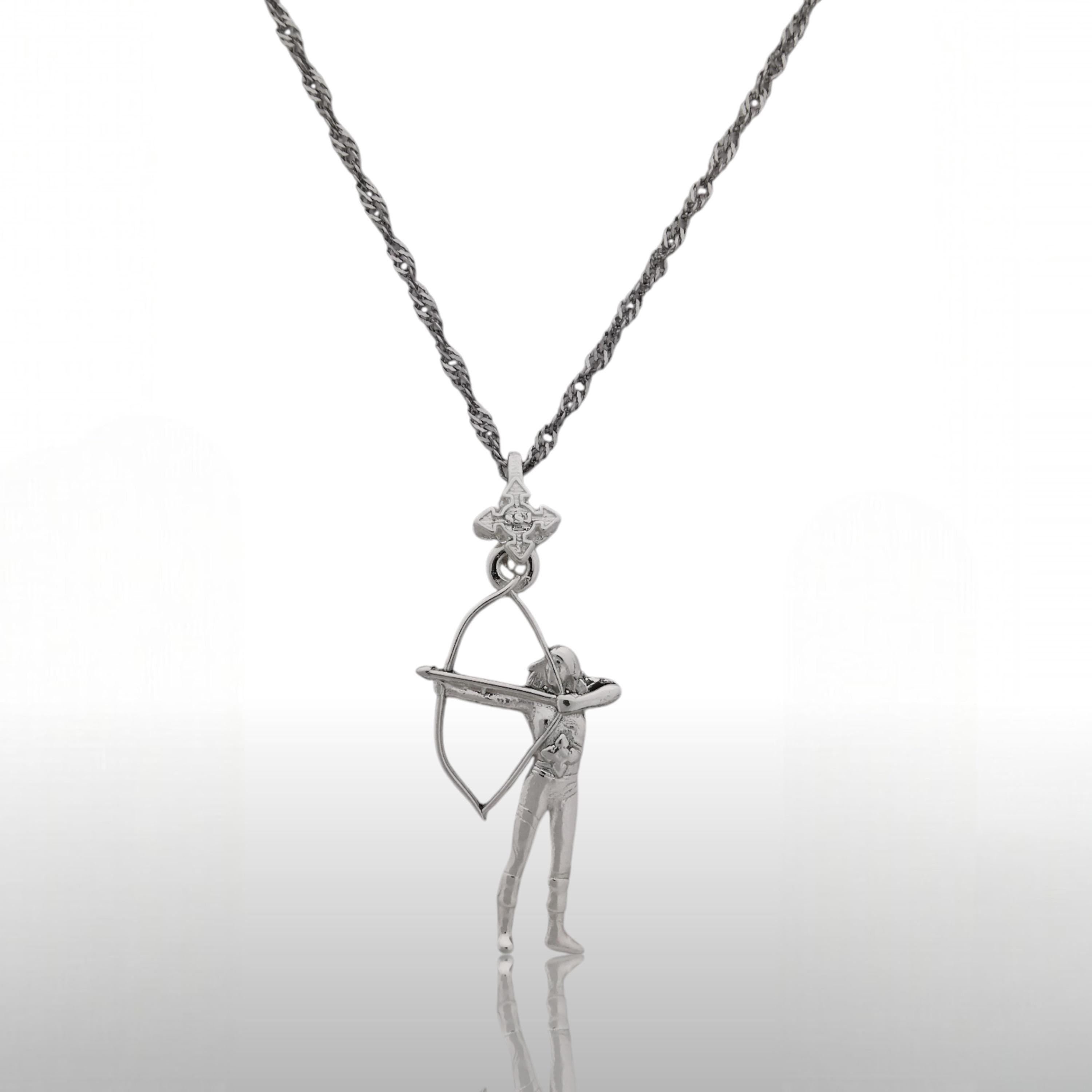 Woman with Bow and Arrow Jewelry – 925 Sterling Silver Archer Pendant – Gift for Her, Sports Lover or Archery Fan - Necklace