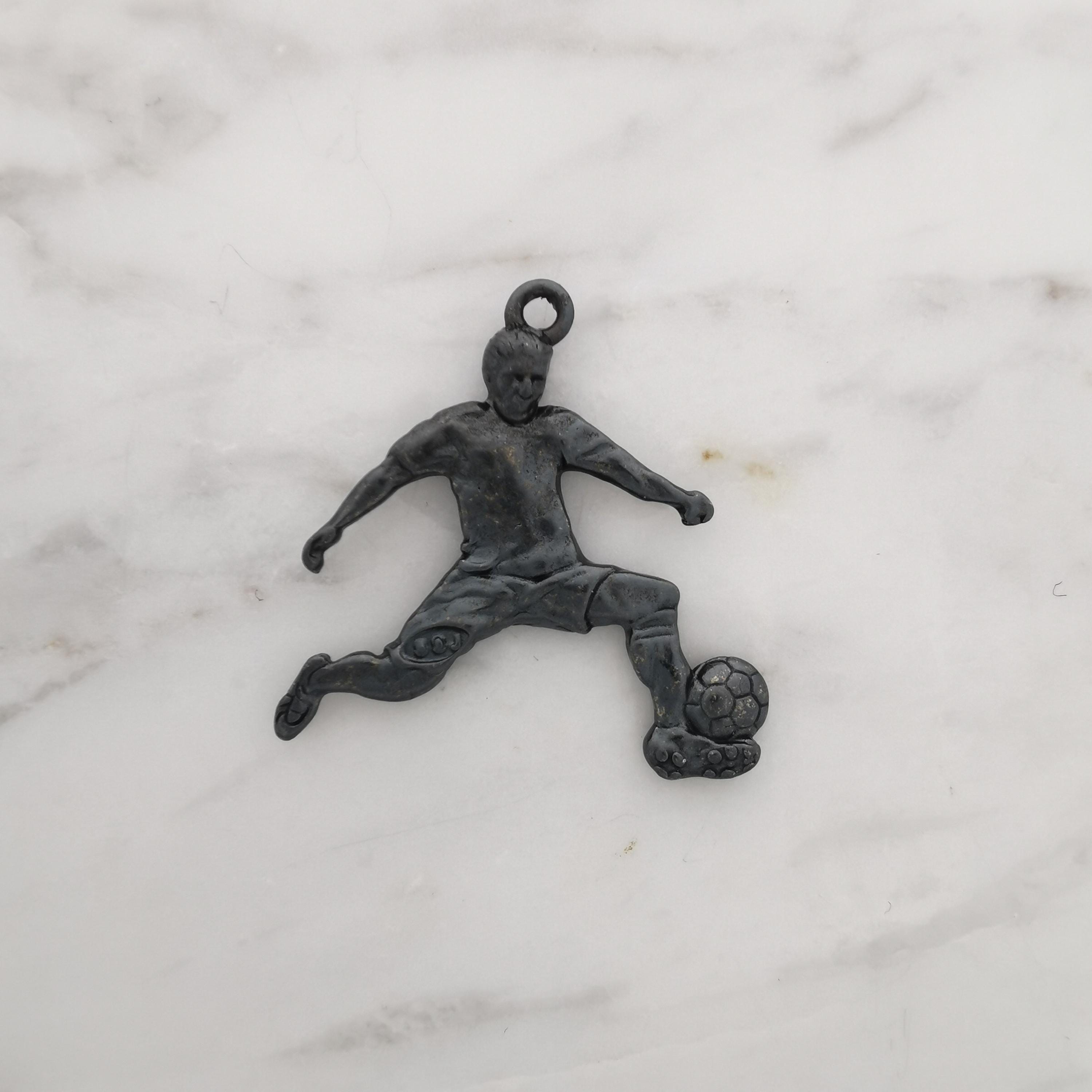 Football (Soccer) Jewelry Pendant for Men – Oxidized Black 925 Silver Gift – Handcrafted Sport Charm for Players – Necklace